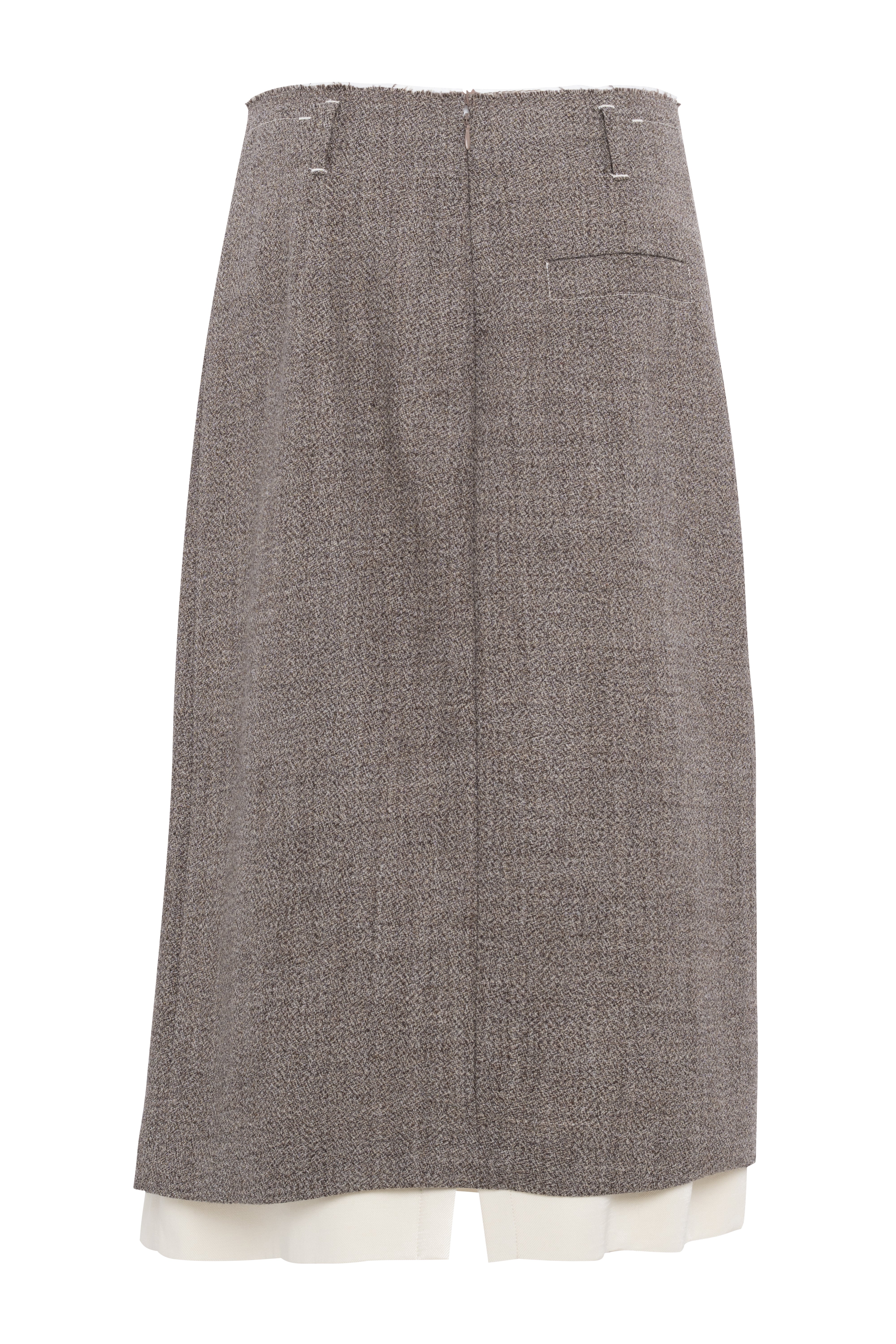 Midi Skirt With White Underskirt In Jaspé Fabric