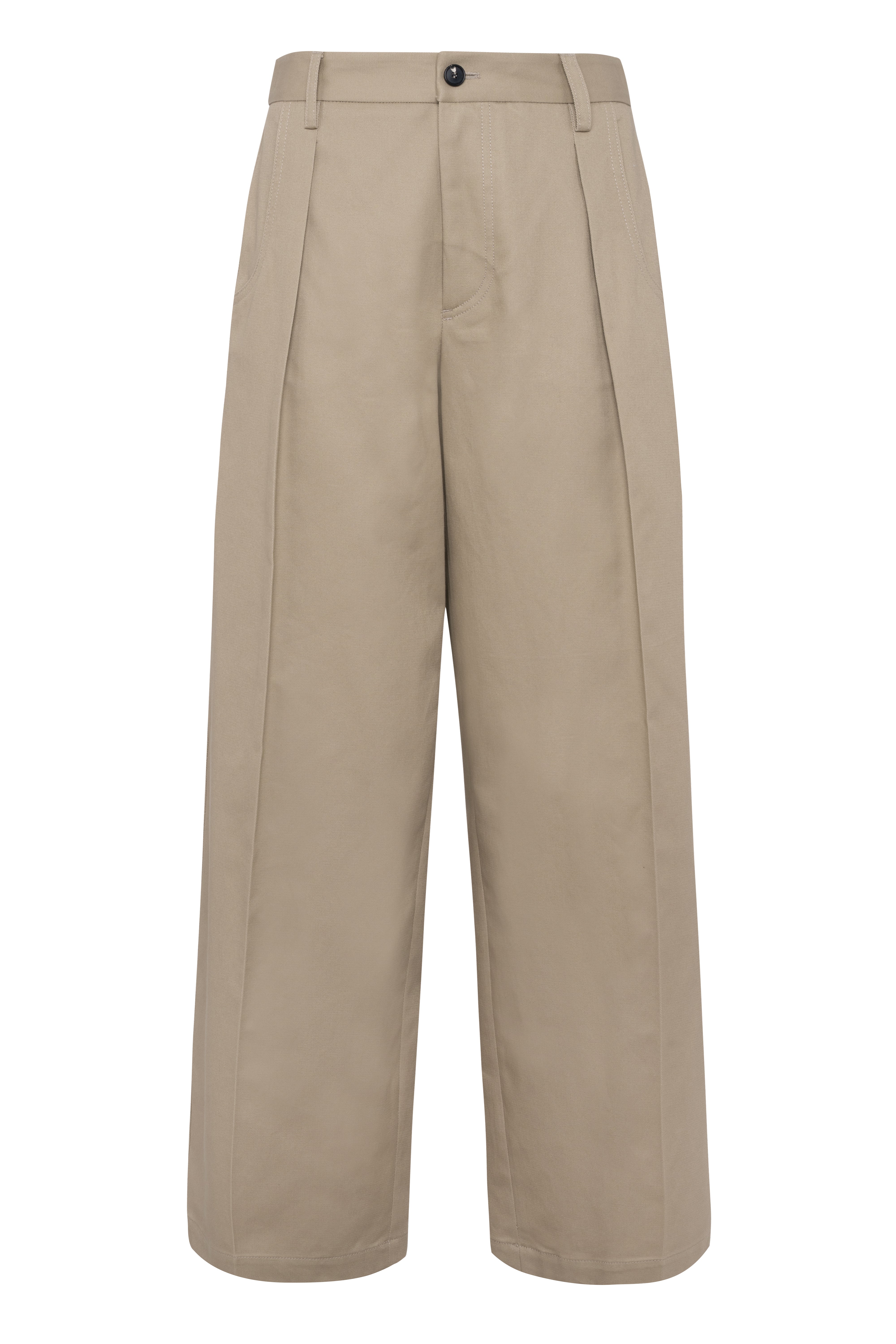 Elegant Straight-Leg Cotton Gabardine Trousers In Sand Color