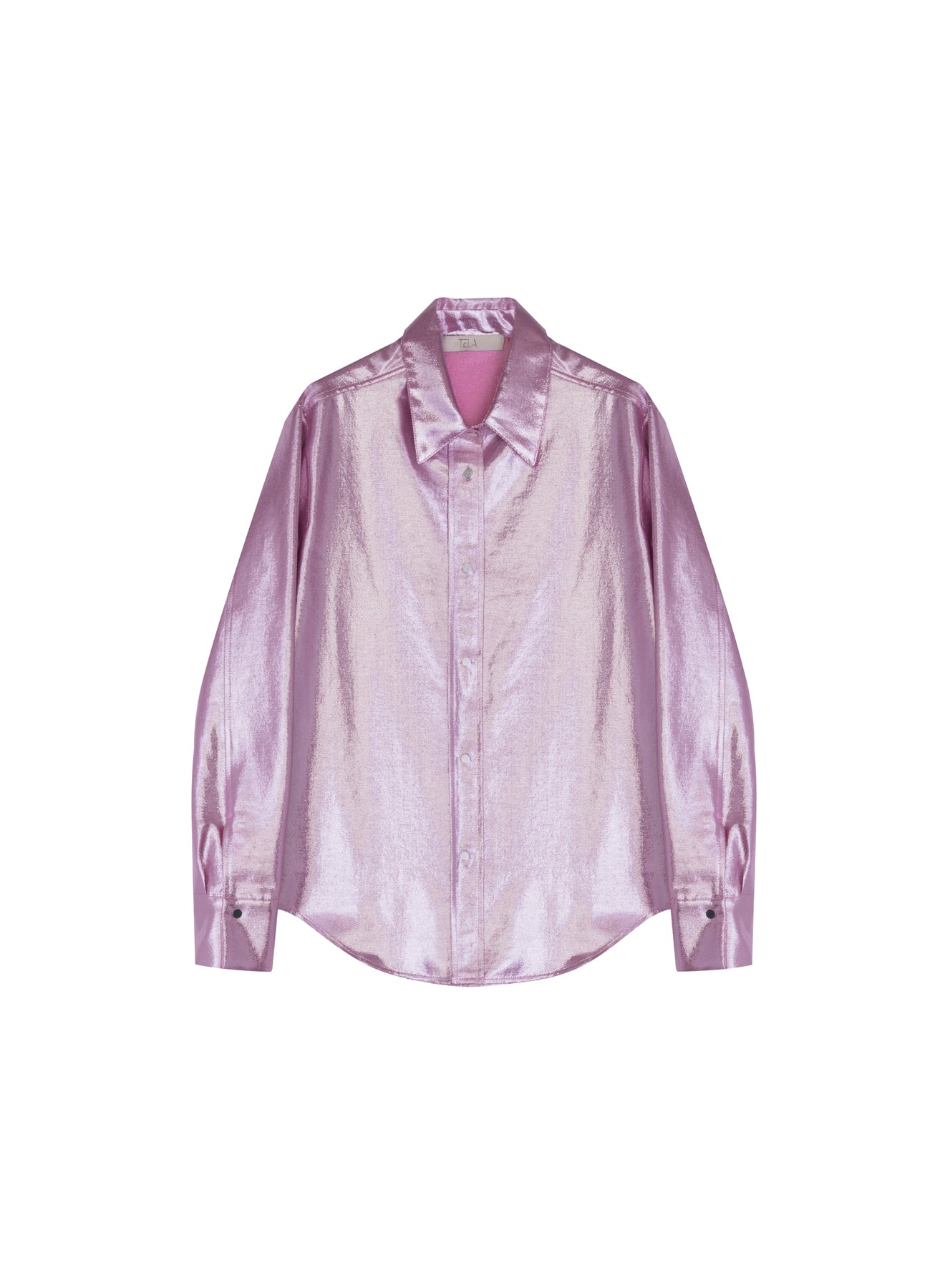 Sheer Pink Lurex Long-Sleeved Shirt