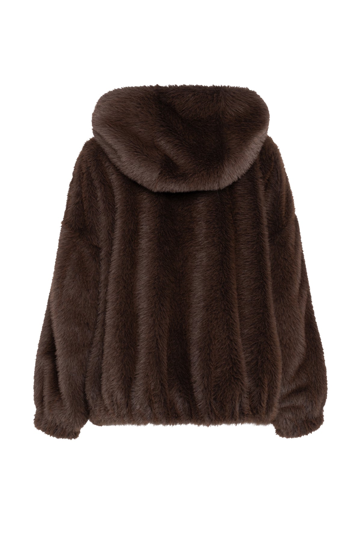 Brown Teddy Fur Jacket With Zip And Large Pockets