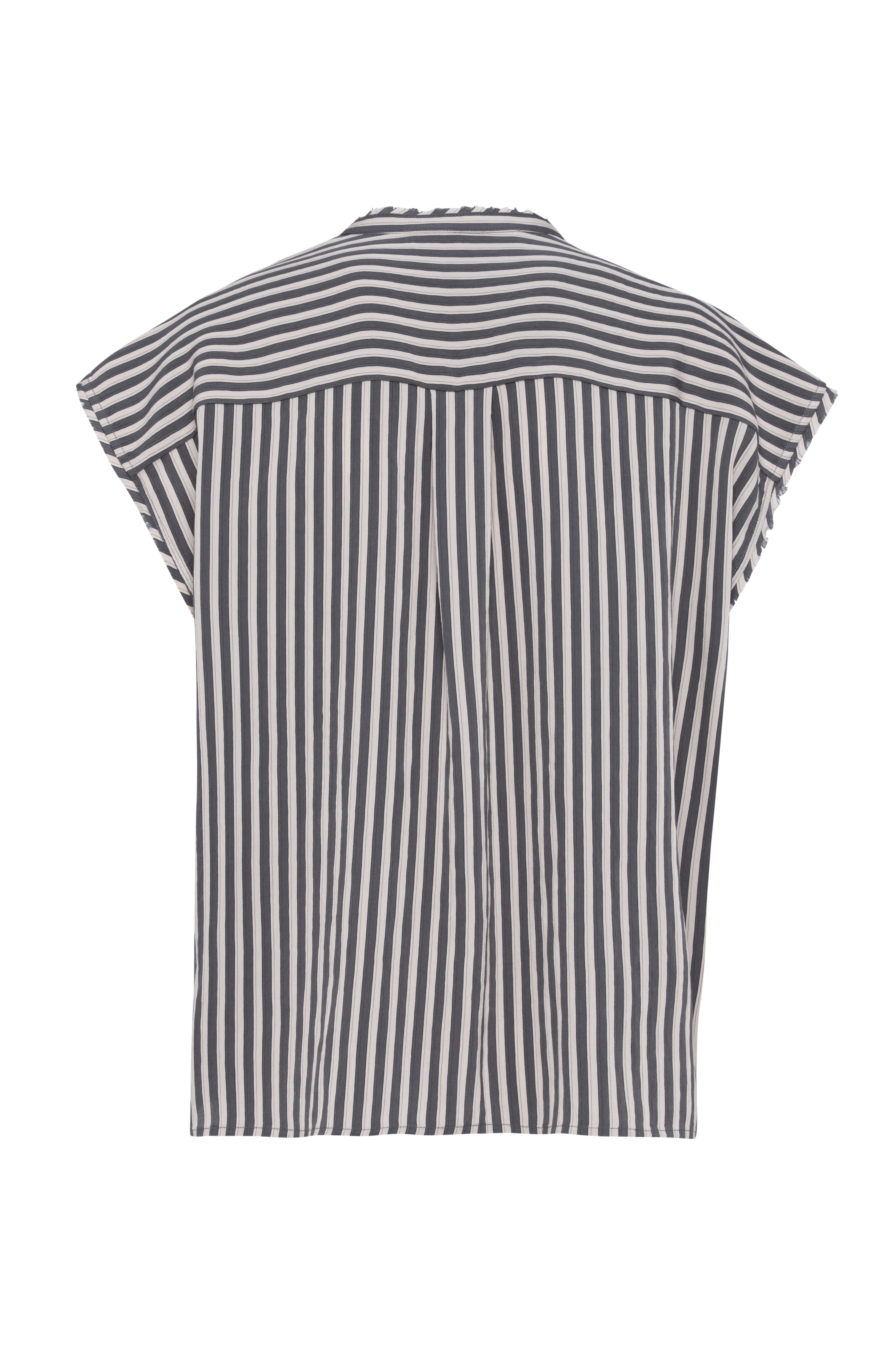 Sleeveless Viscose Shirt In Shades Of Grey And White