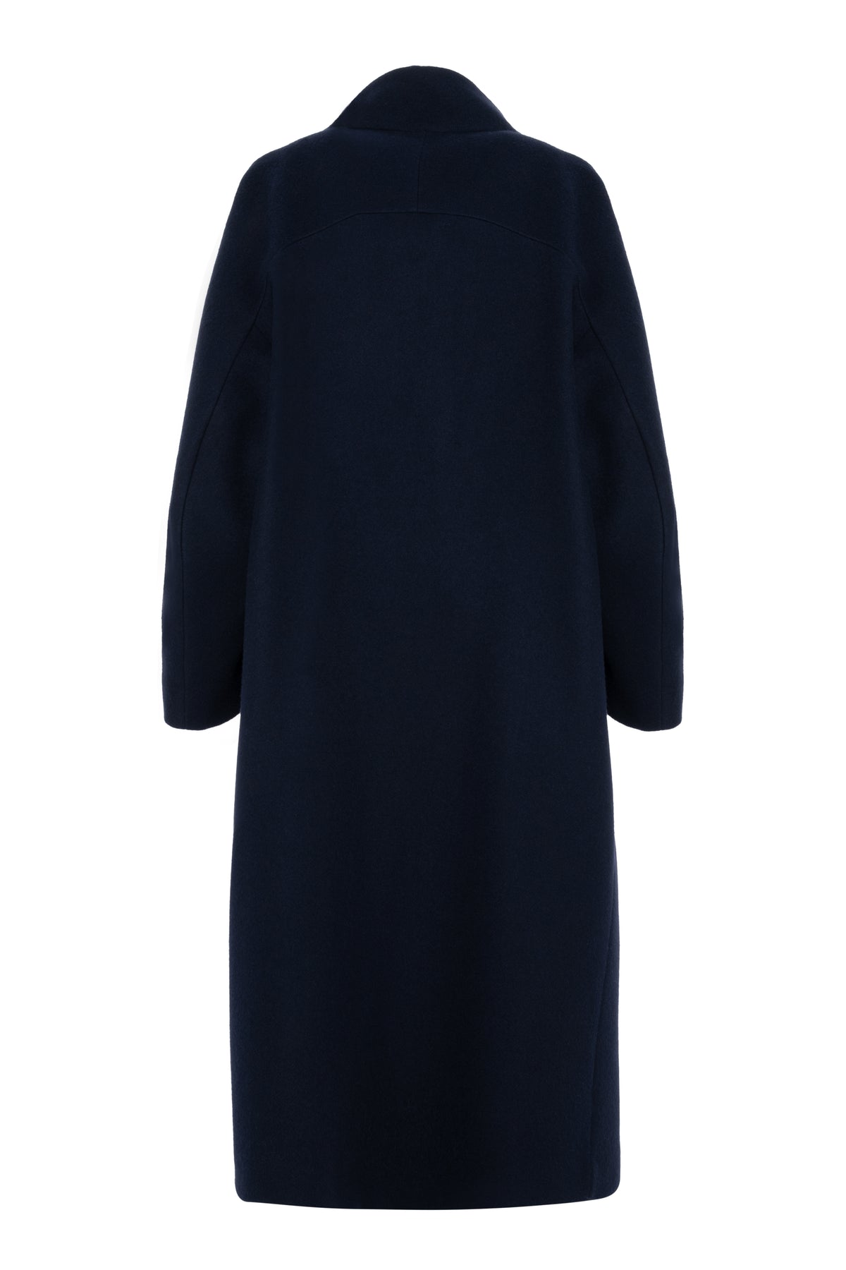 Dark Blue Long Wool Cloth Coat With Wide Collar