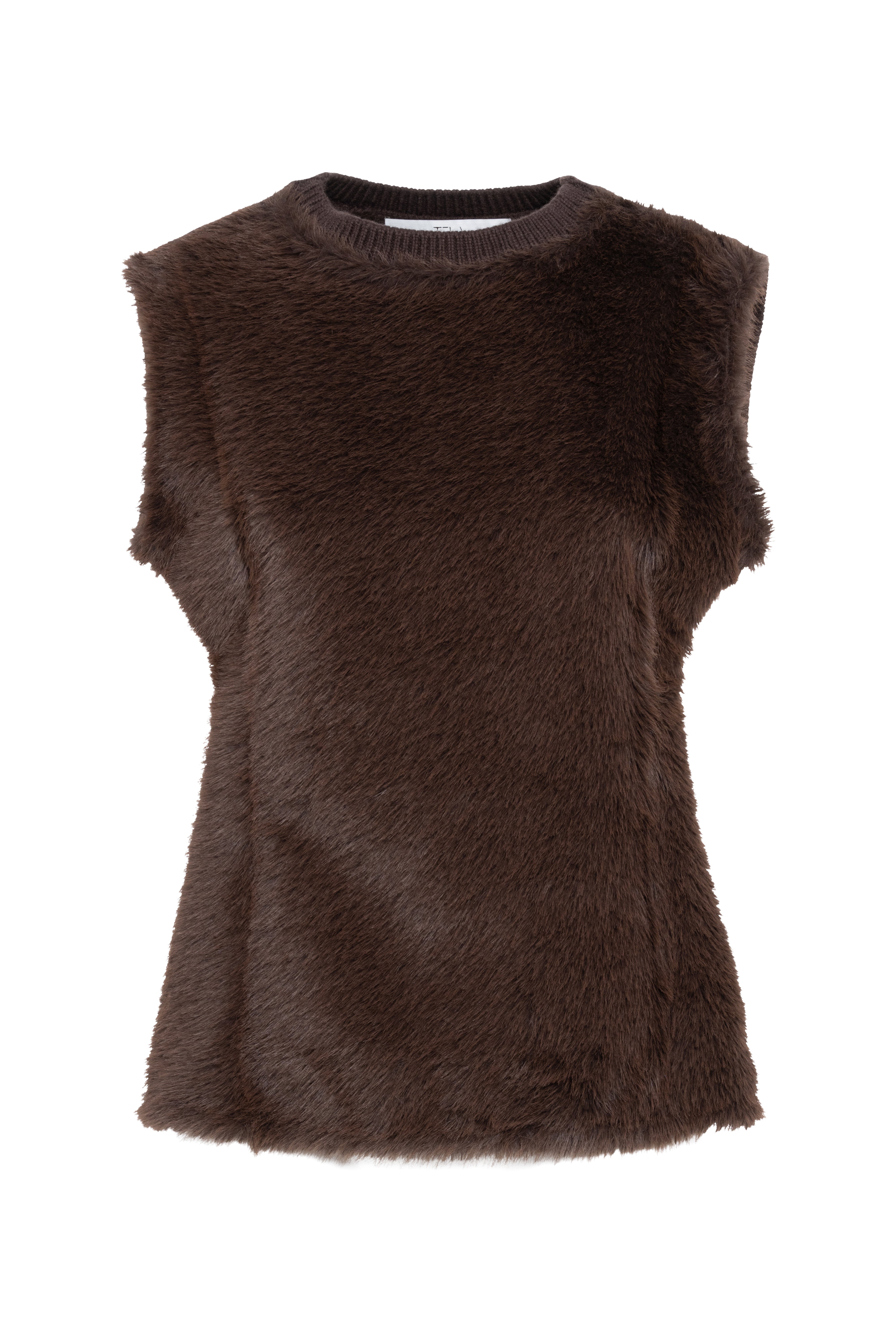 Brown Sleeveless Teddy Fur Top