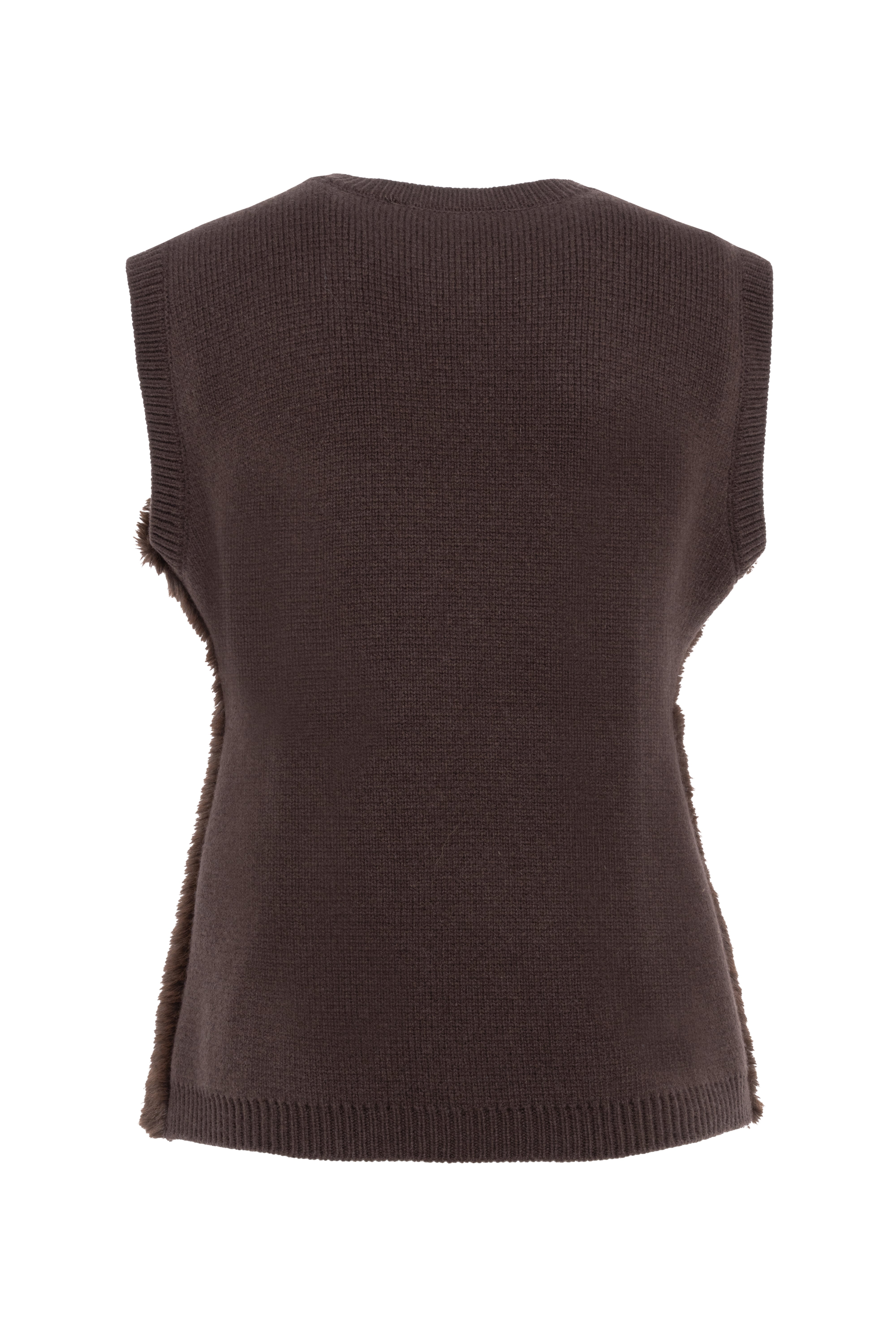 Brown Sleeveless Teddy Fur Top