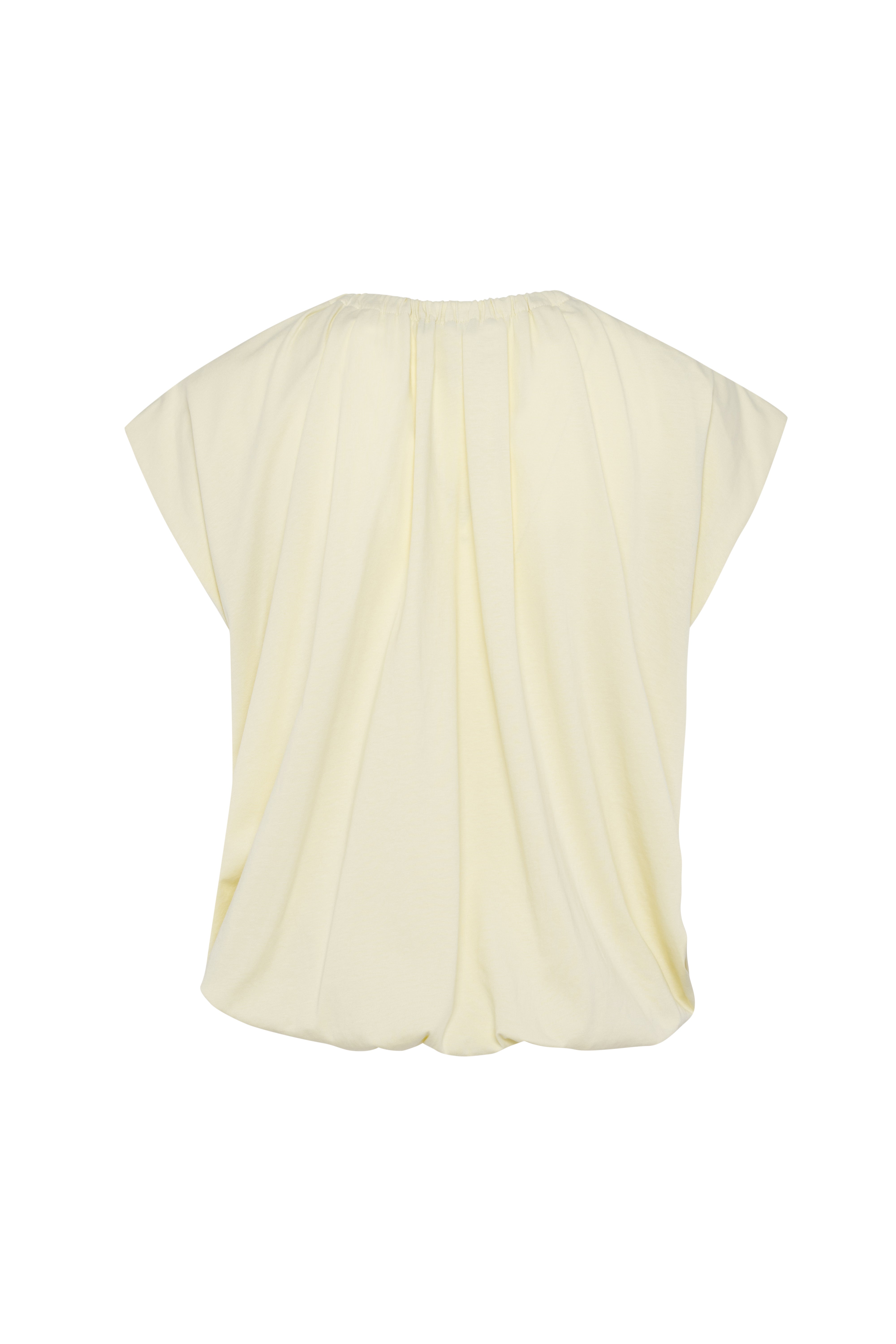 Ruched Cotton T-Shirt In Pastel Banana Yellow