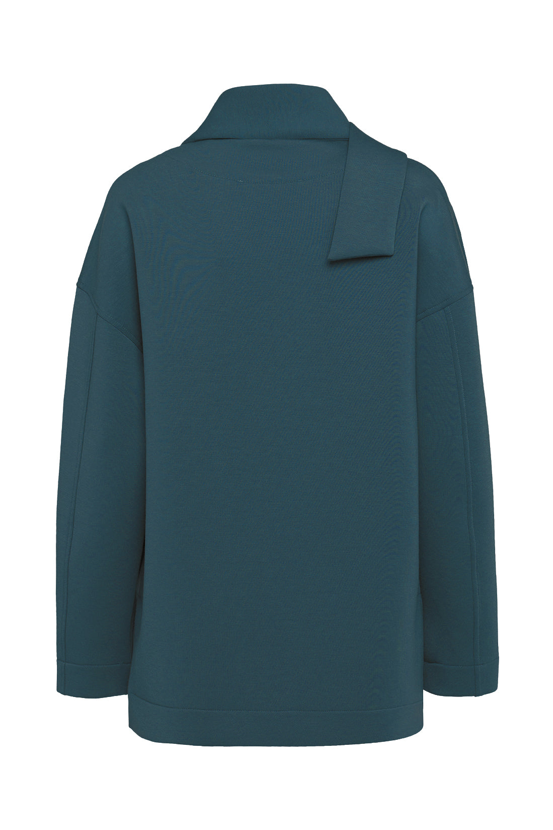 Soft Forest Green V-neck Sweatshirt With Scarf In Scuba Jersey