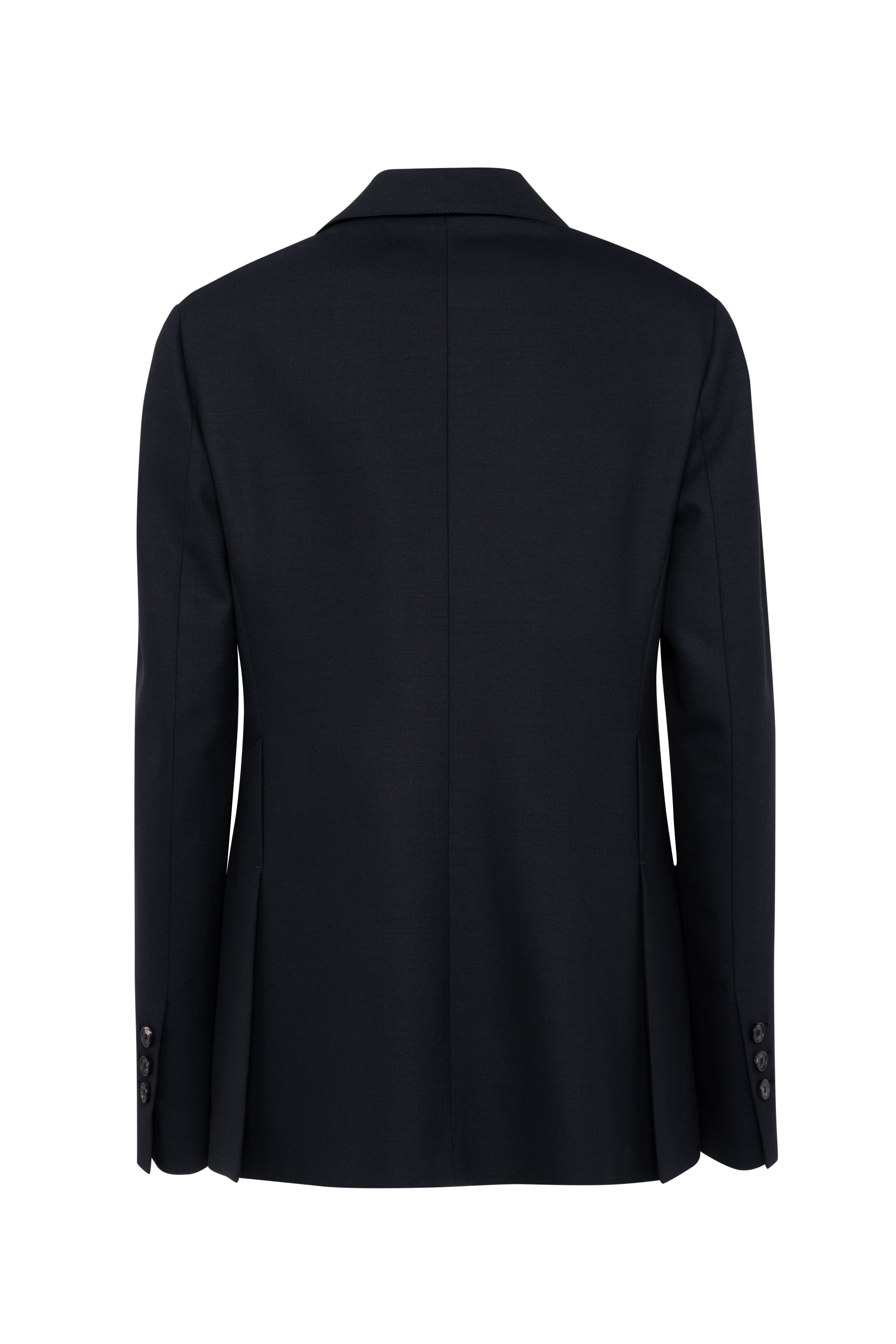 Black Double-Breasted Blazer Jacket In Cool Wool