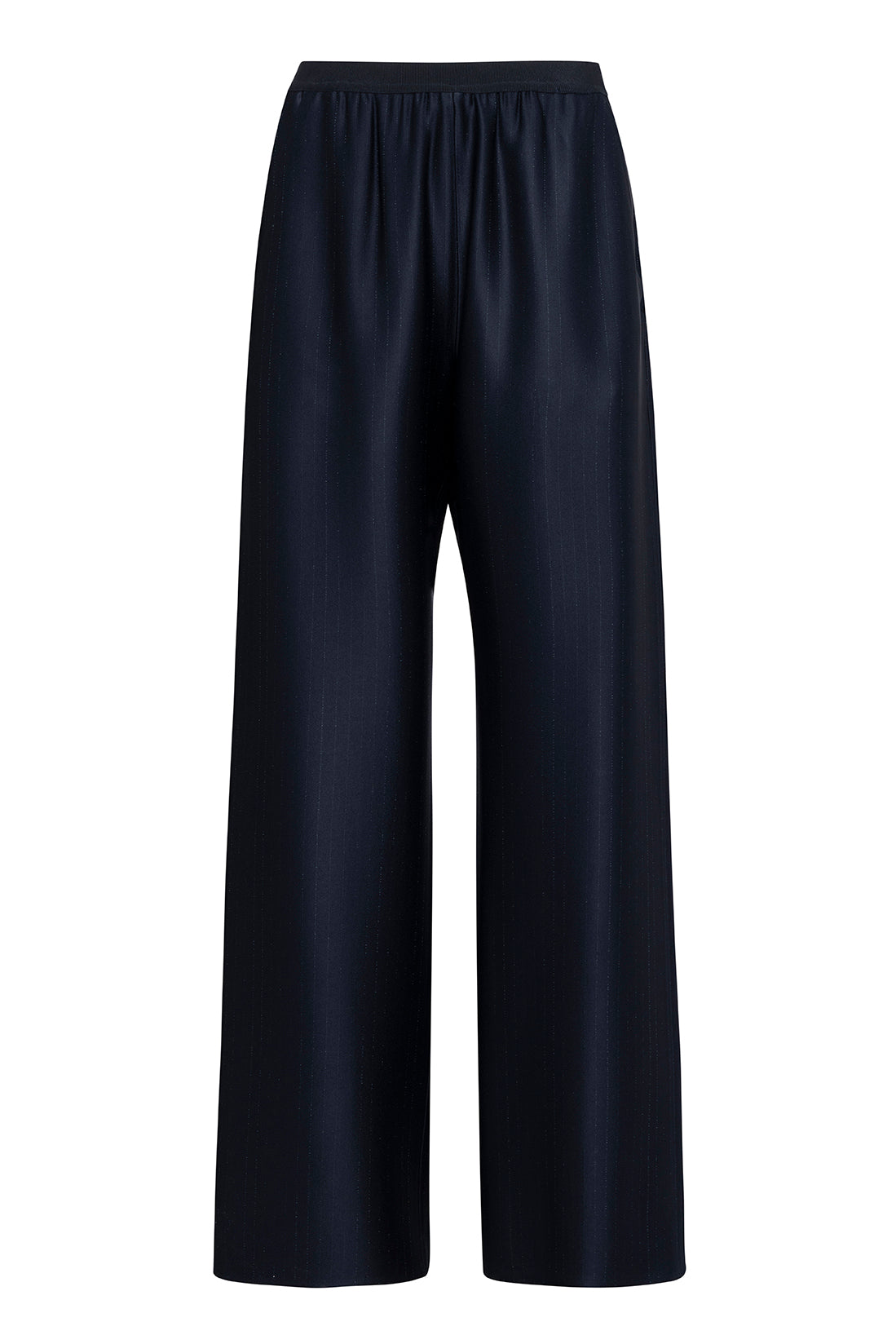Fluid Pinstriped Blue Straight-Leg Trousers