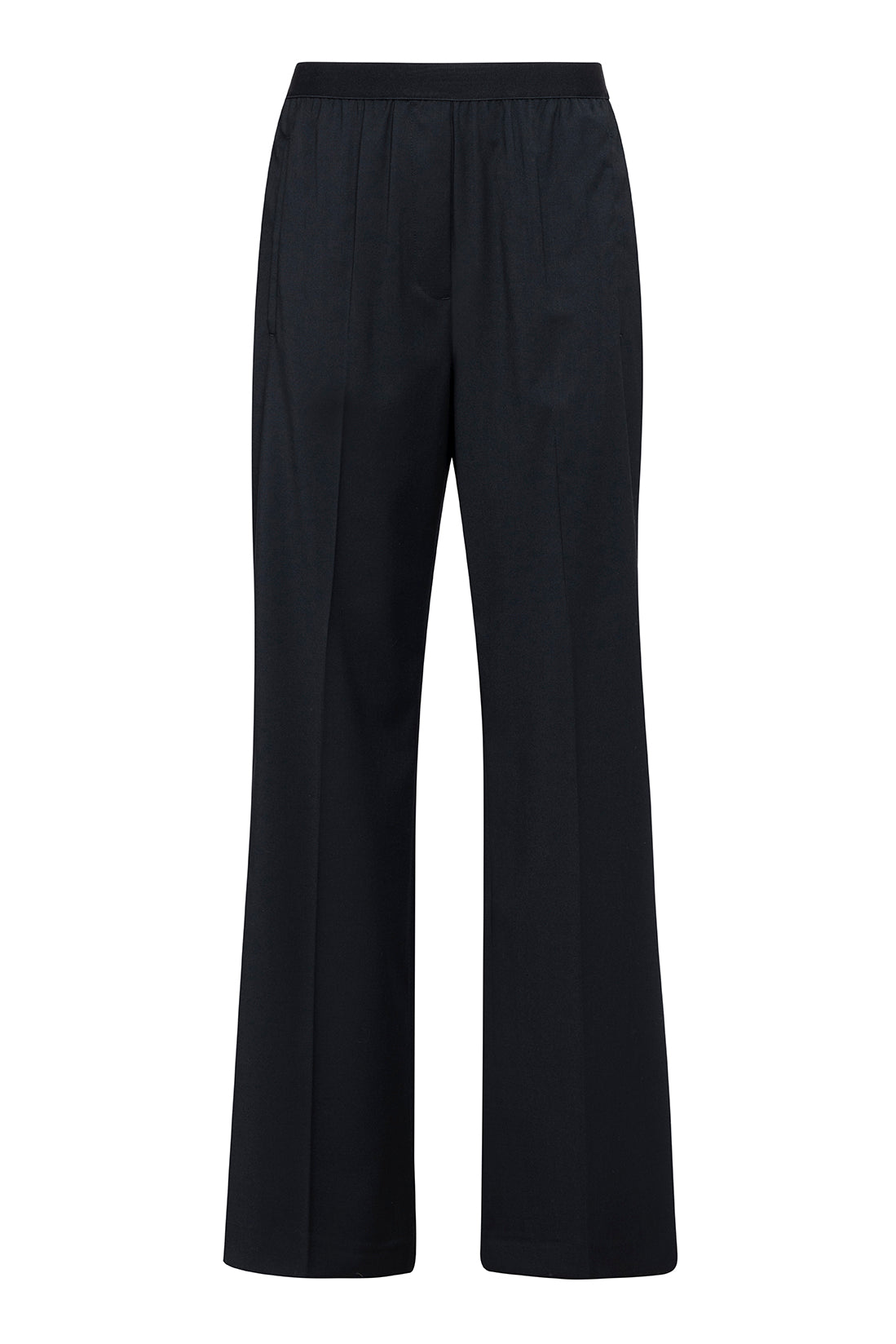Black Technical Wool Regular-Fit Trousers With Elasticated Waist