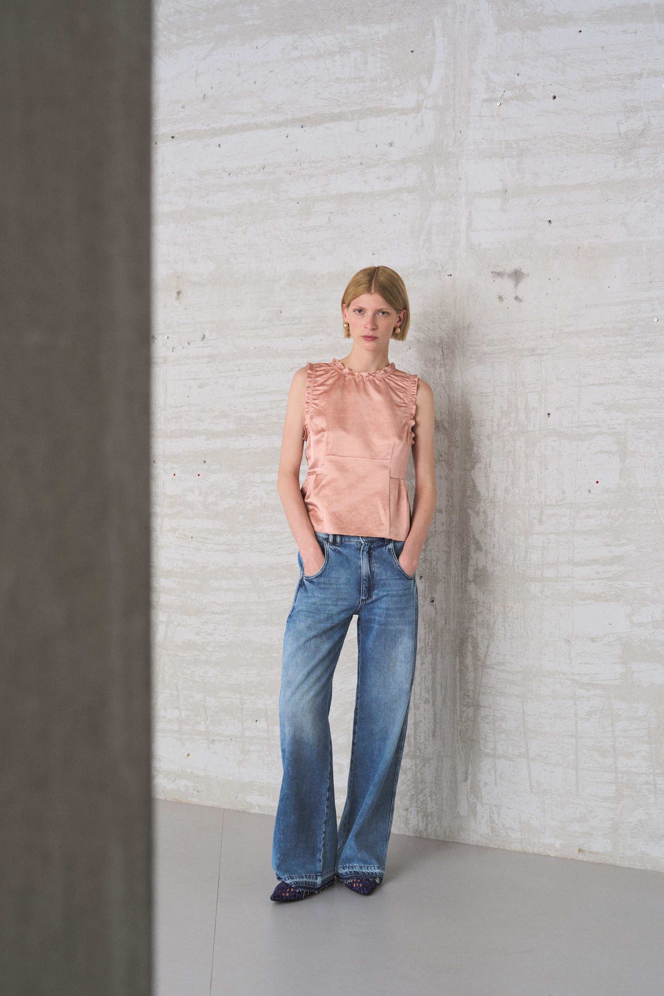 Wide-Leg Denim Trousers