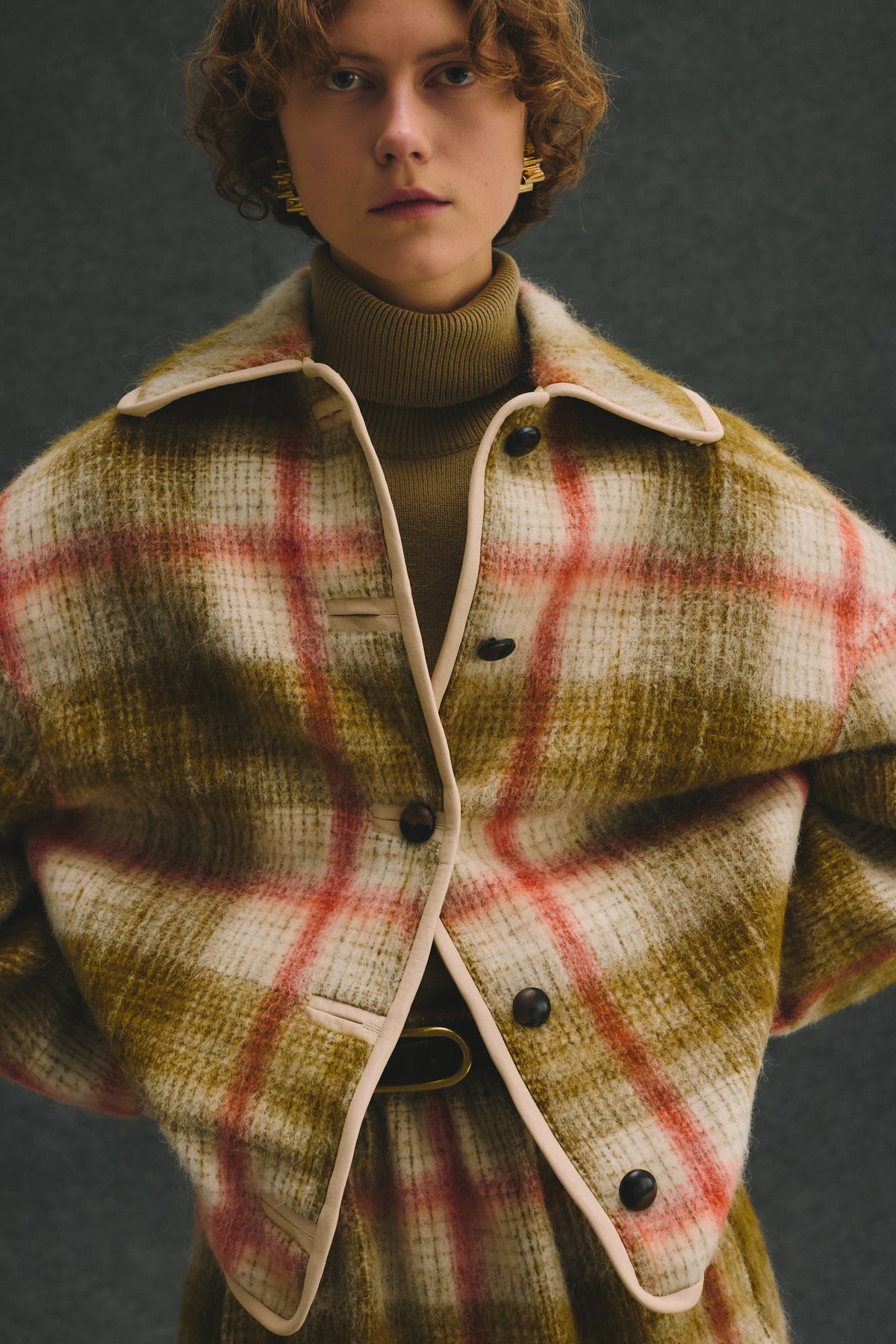 Checked Wool Cloth Jacket With Buttons