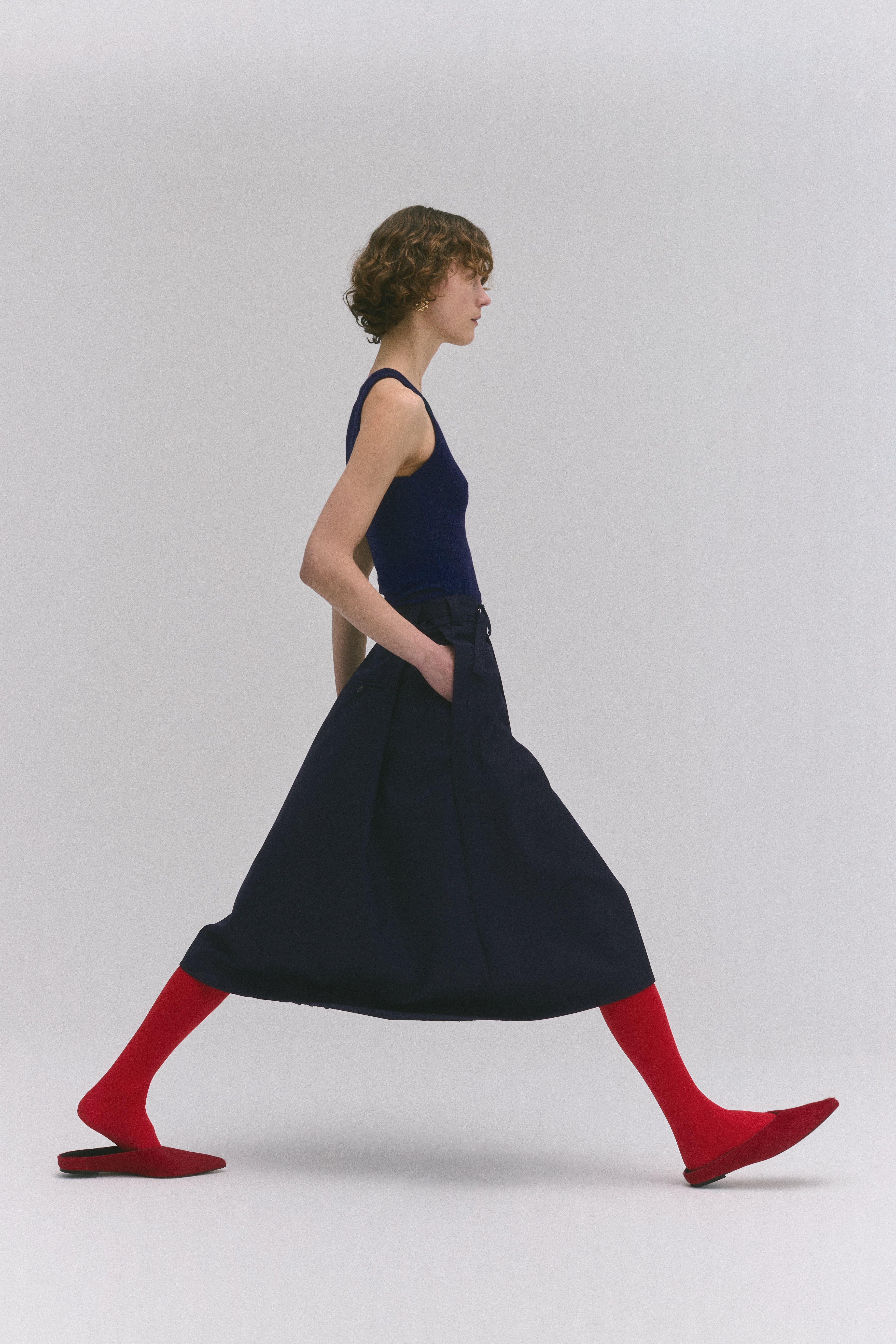Red Flat Mules In Hair-On Leather