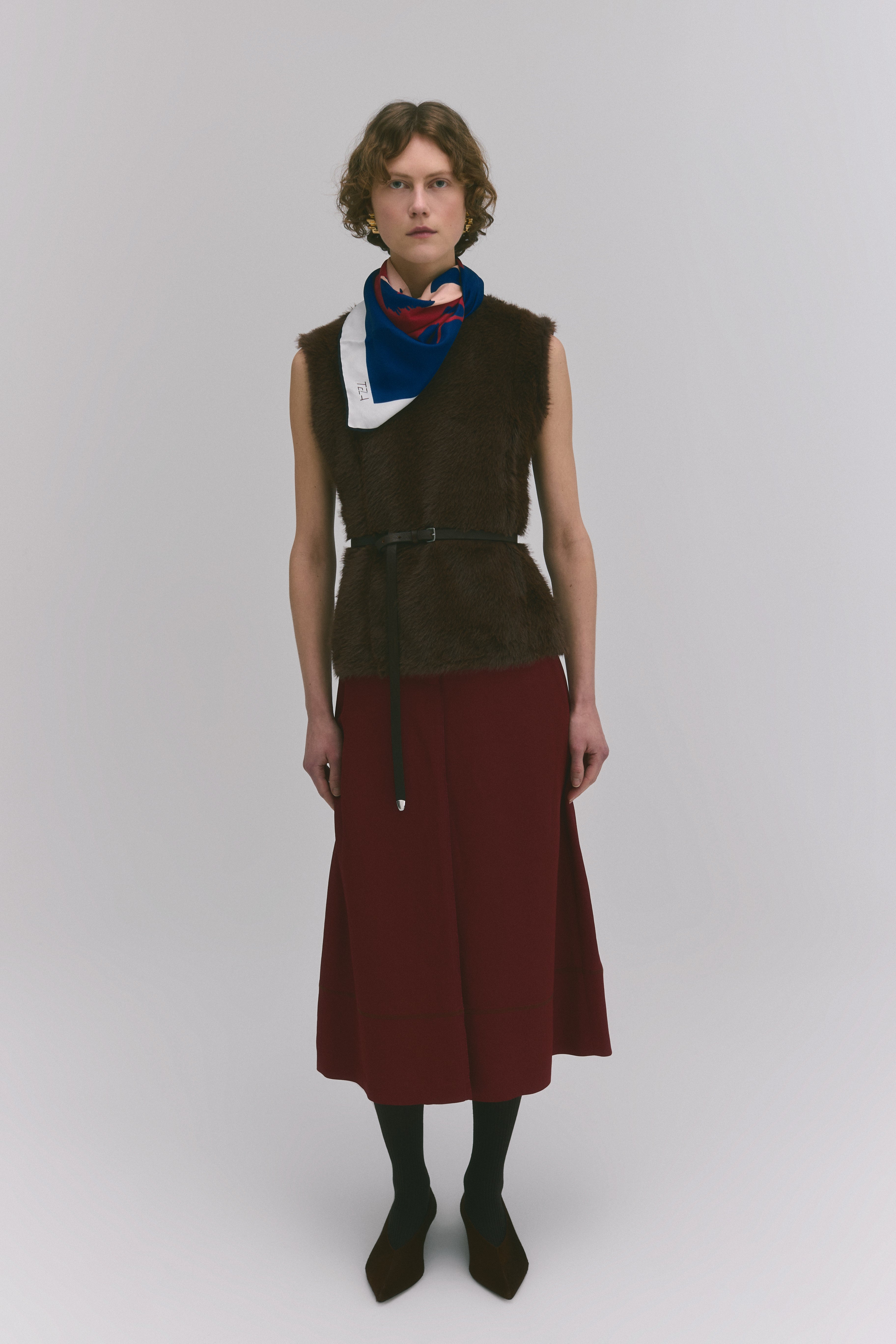 Brown Sleeveless Teddy Fur Top