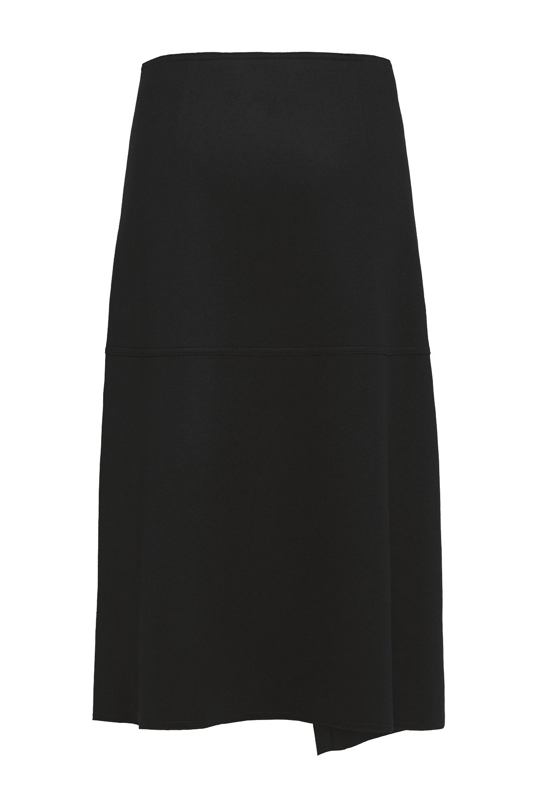 Black Asymmetric Skirt In Solid Wool With Side Zipper