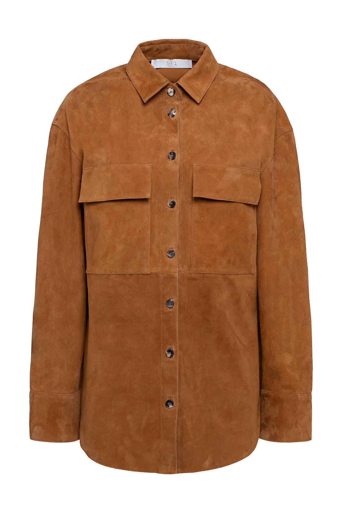 Rust Brown Long-Sleeved Suede Shirt