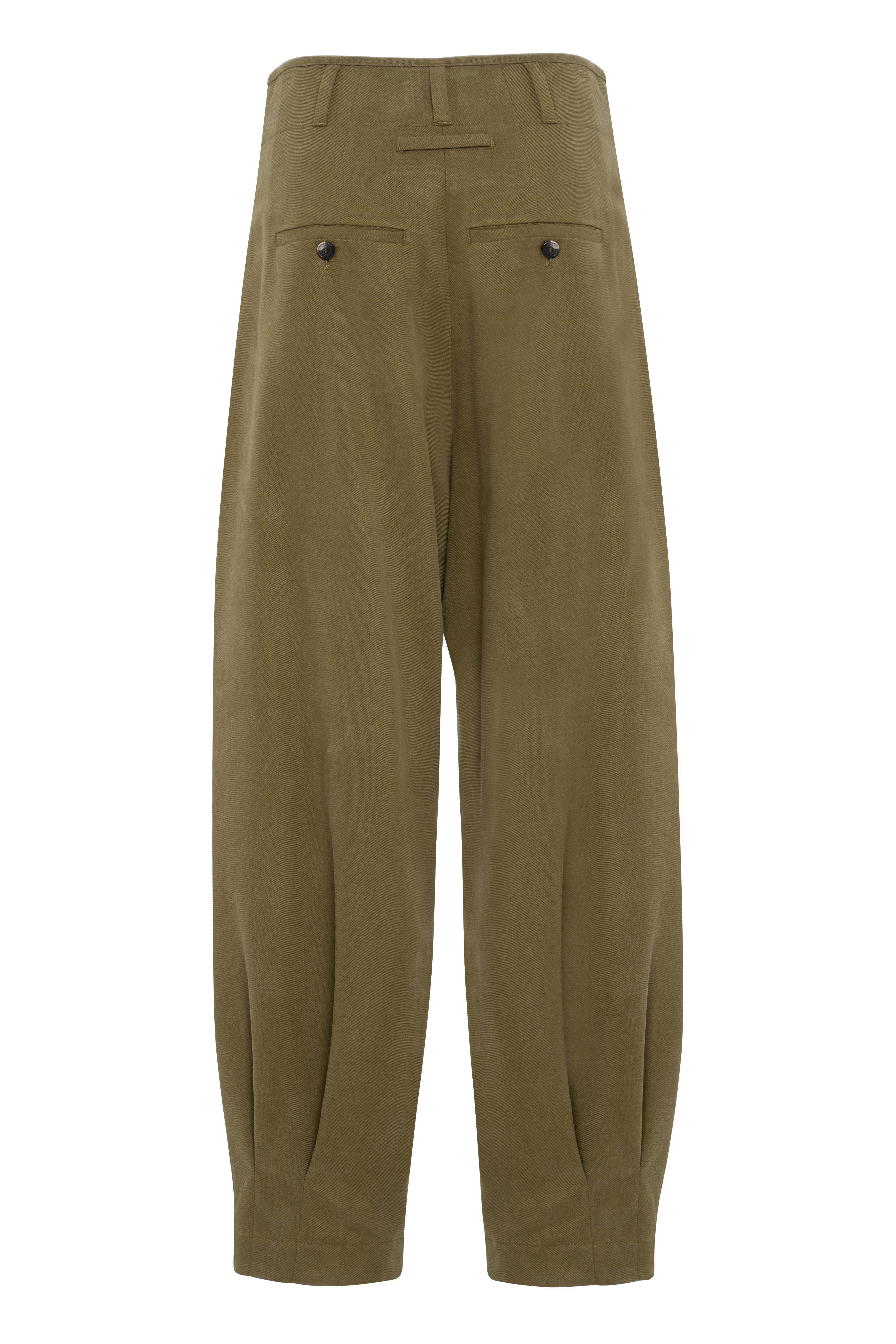 Pantaloni balloon con pinces in misto lyocell e cotone verde militare