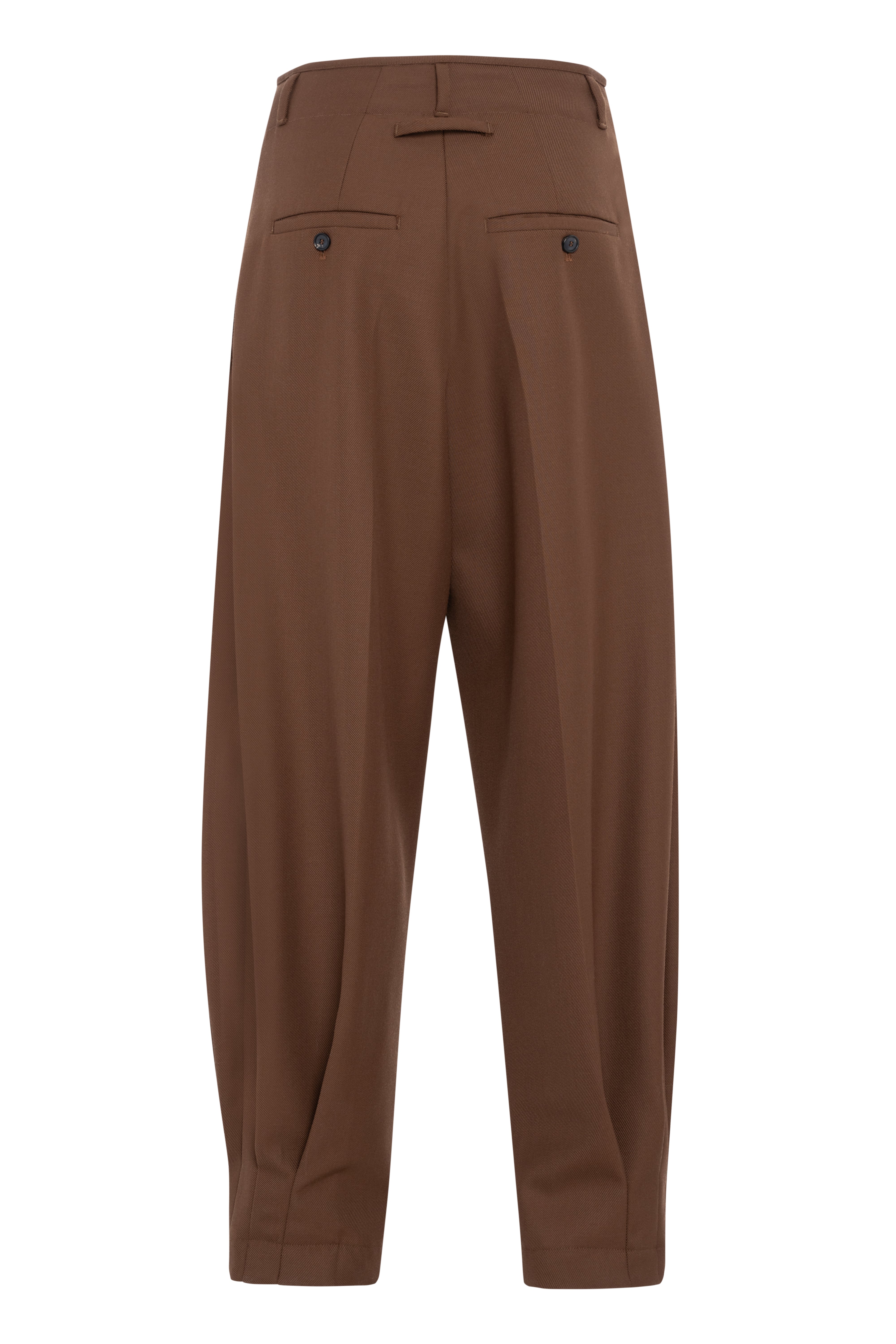 Pantaloni sartoriali balloon in twill di lana colore marrone