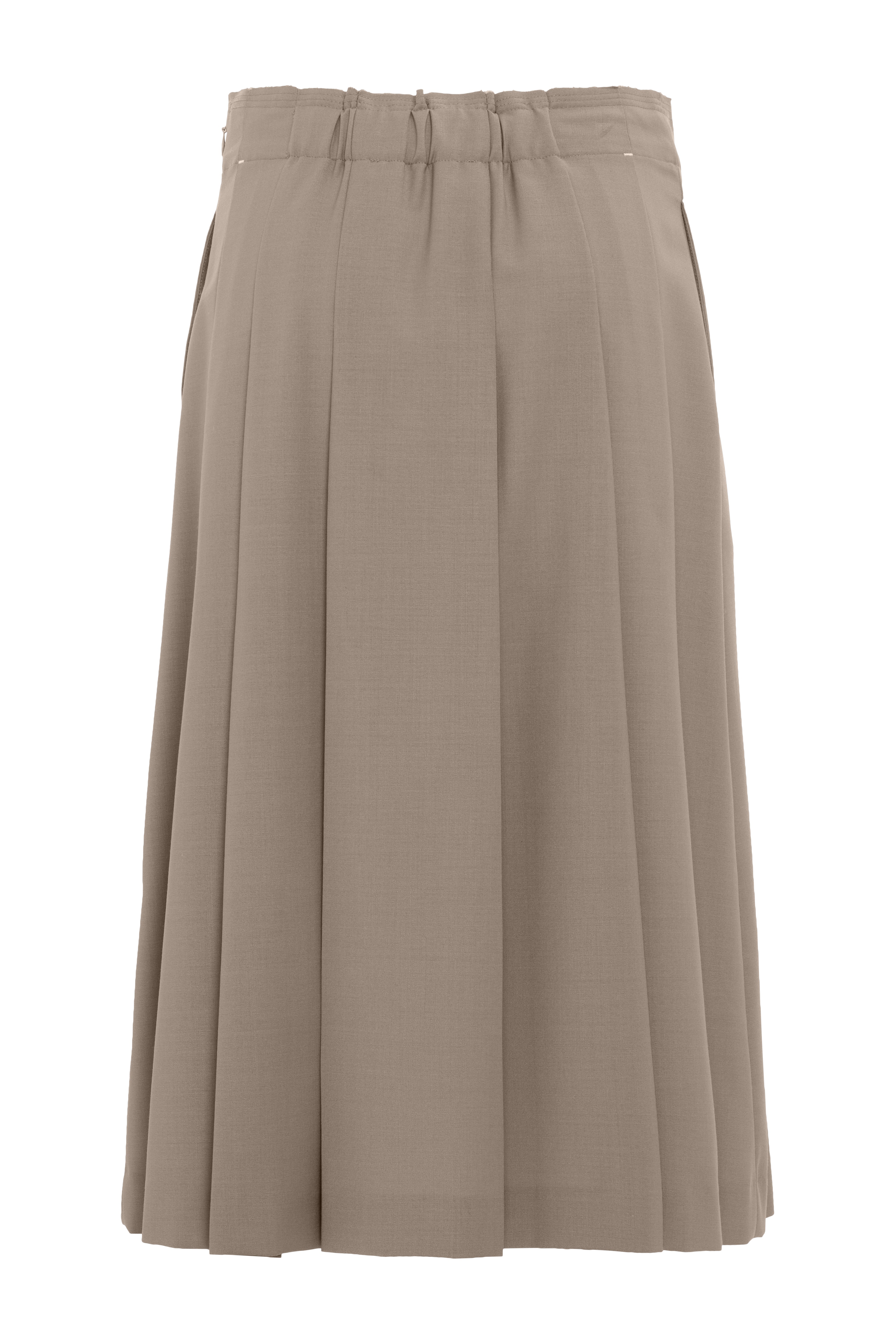 Beige Pleated Midi Skirt In Polyester And Wool Blend