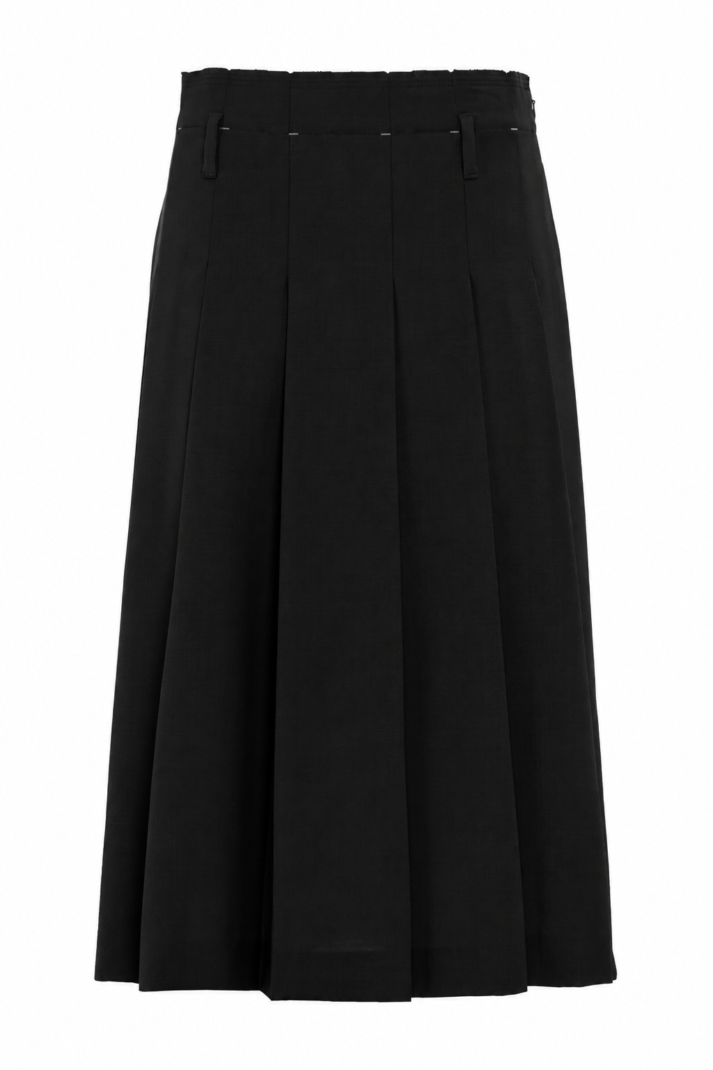 Gonna midi plissettata in misto poliestere e lana colore nero
