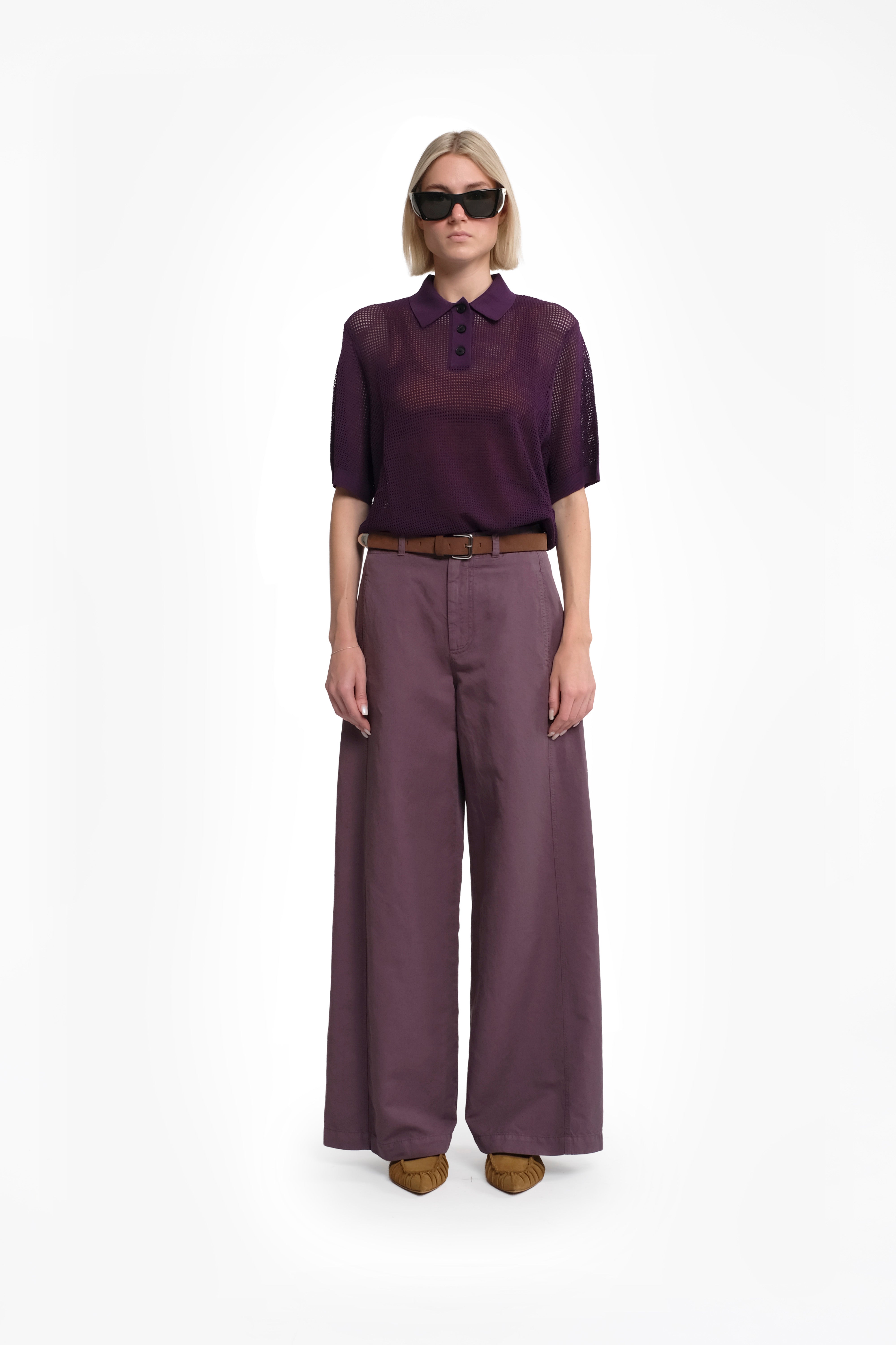 Short-Sleeve Mesh T-Shirt In Purple Color