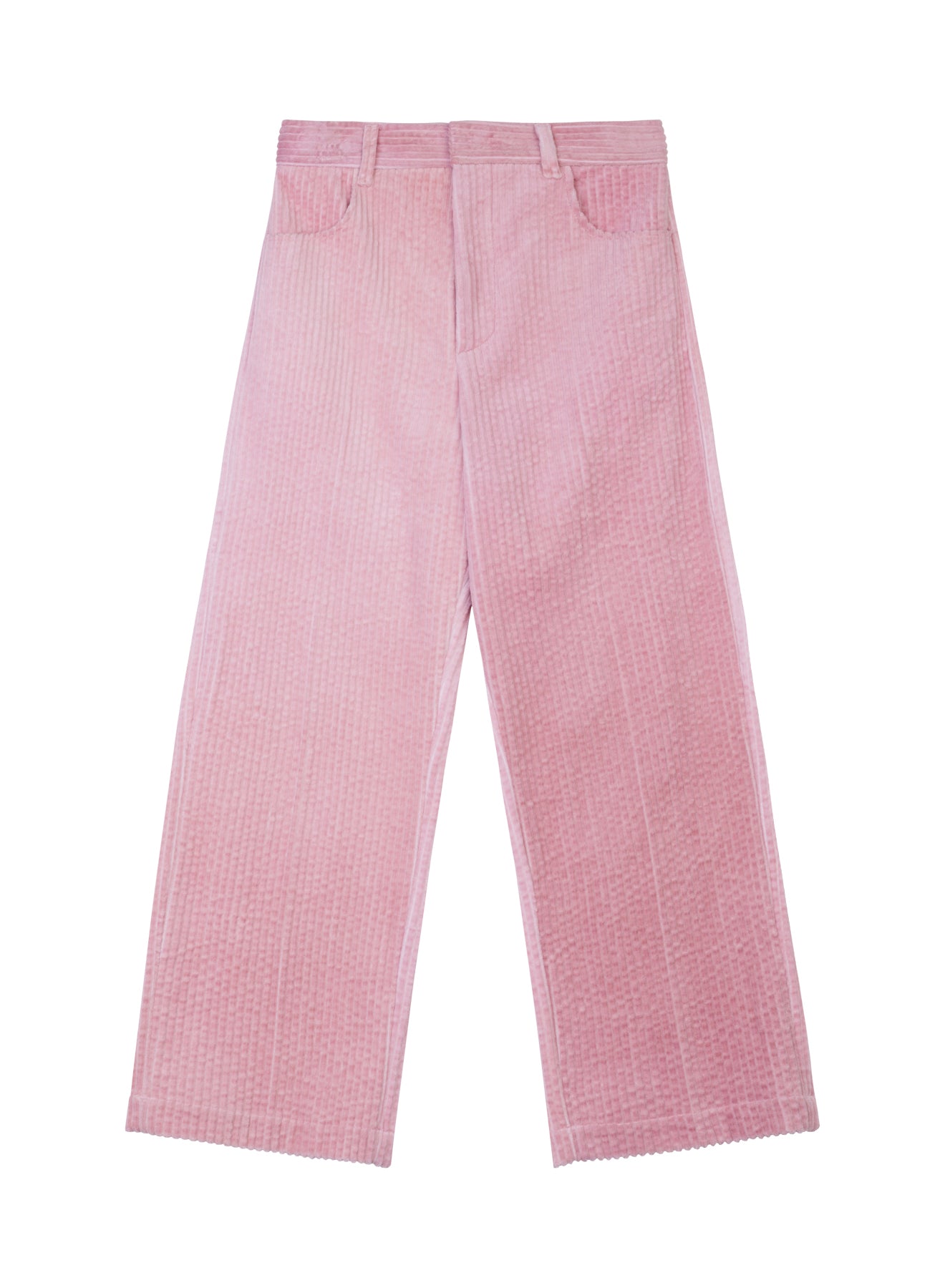 Pink Straight-Leg Corduroy Trousers