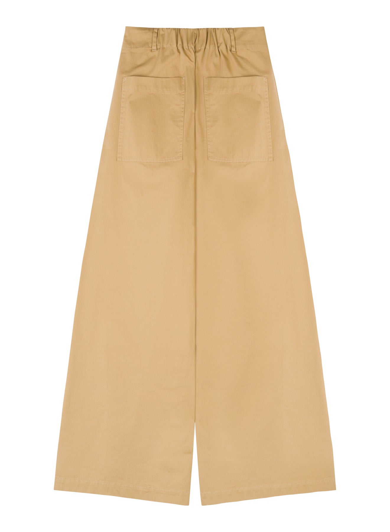 Wide-Leg Beige Cotton Trousers