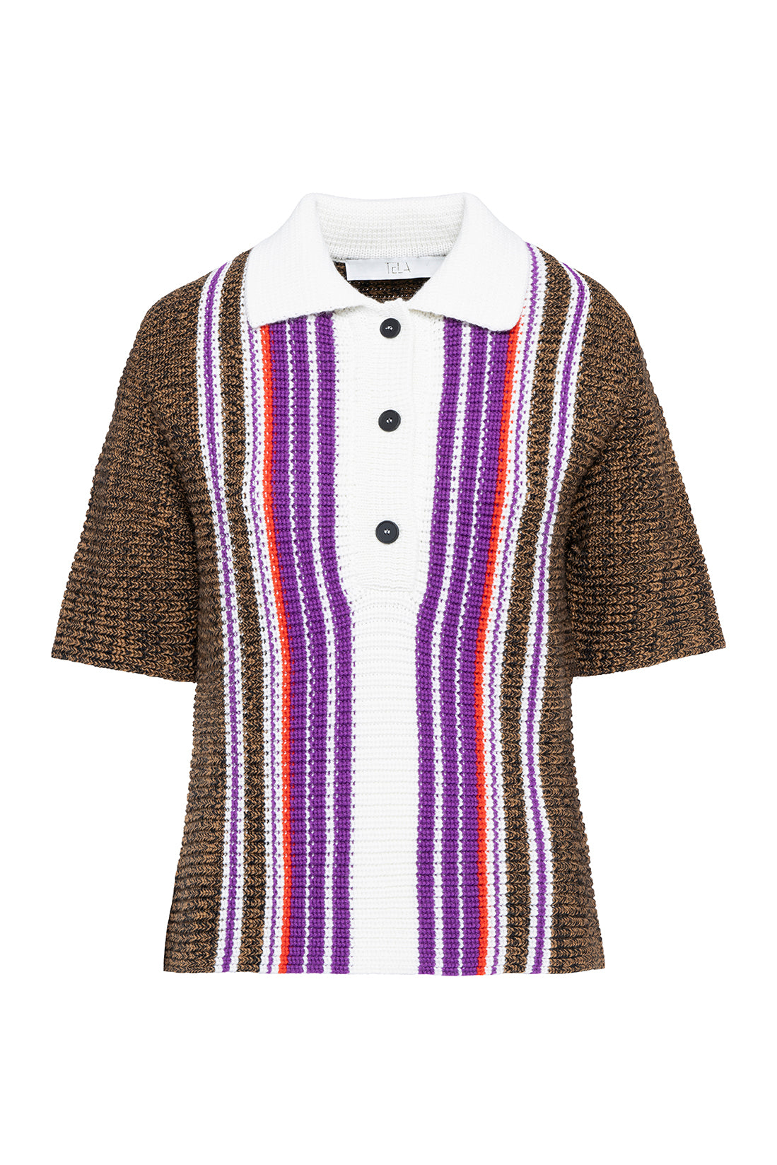 Multicolored Patterned Wool Polo T-Shirt