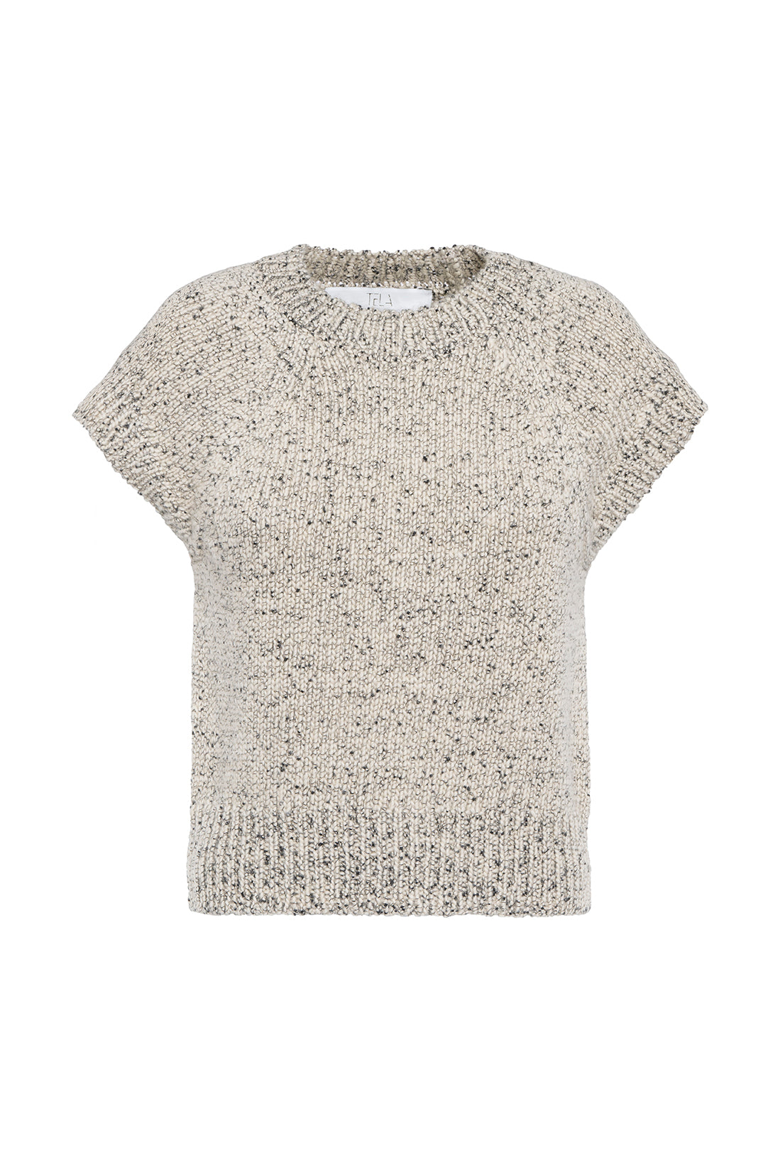 Short-Sleeved Bicolor Wool Sweater