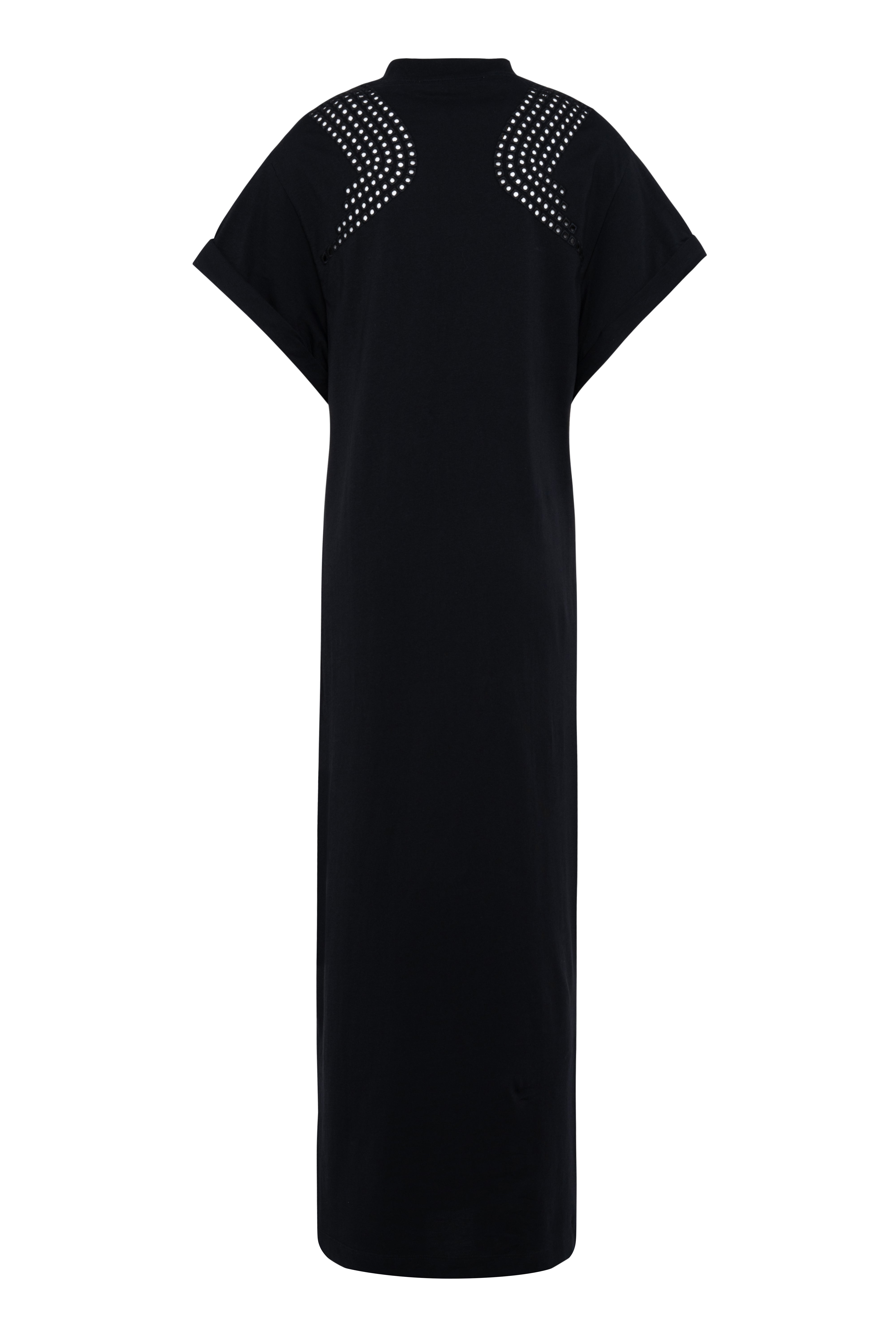 Black Cotton Maxi Dress With Cut-Out Details