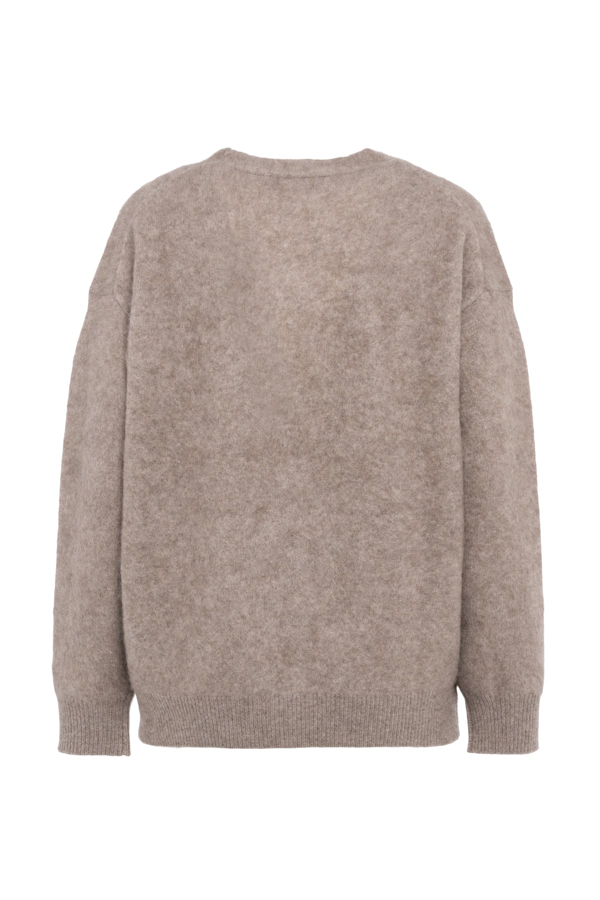 V-Neckline Long-Sleeve Cardigan In Brushed Yak And Wool With Buttons