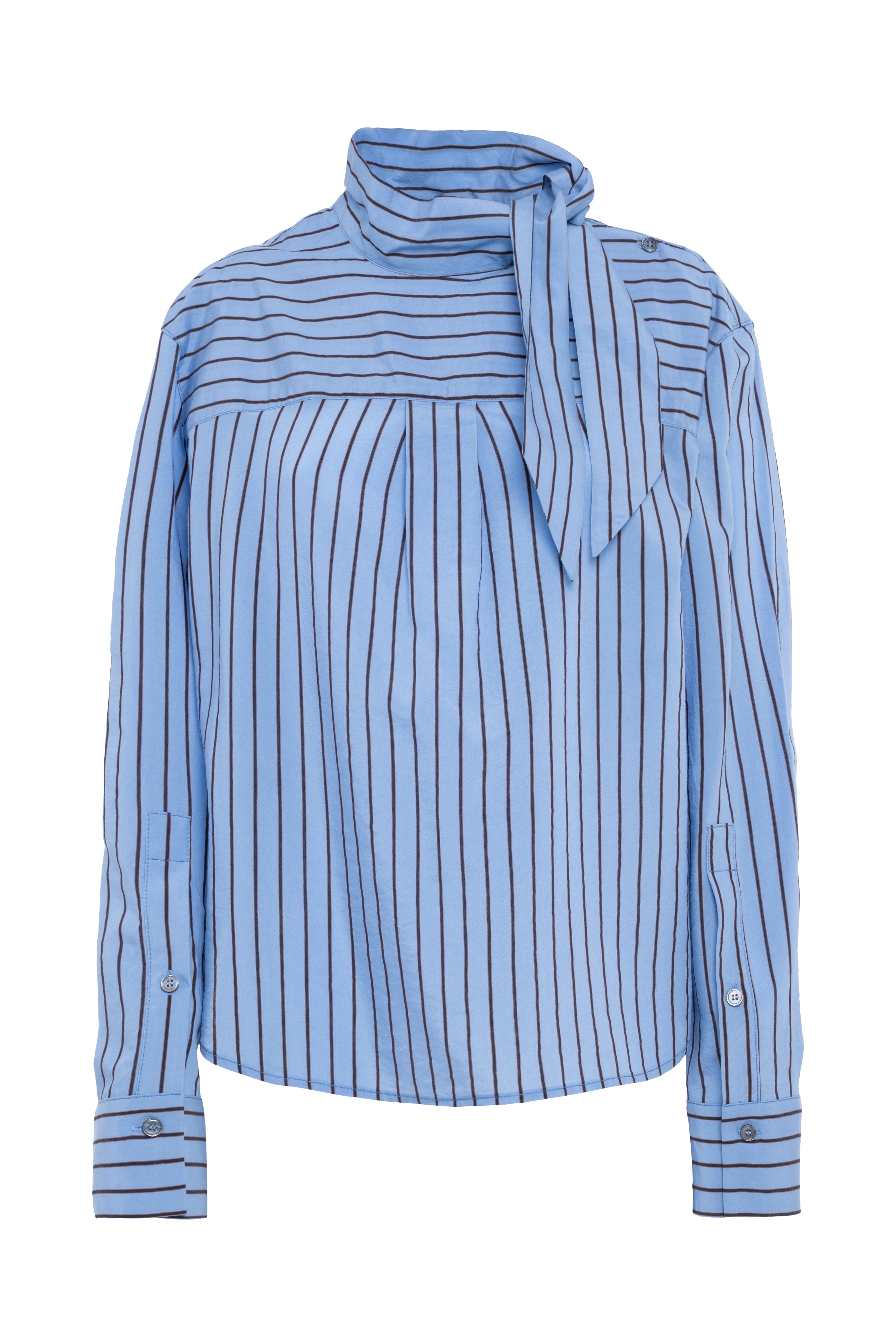 Striped Cotton Blouse With Tie Neck Detail