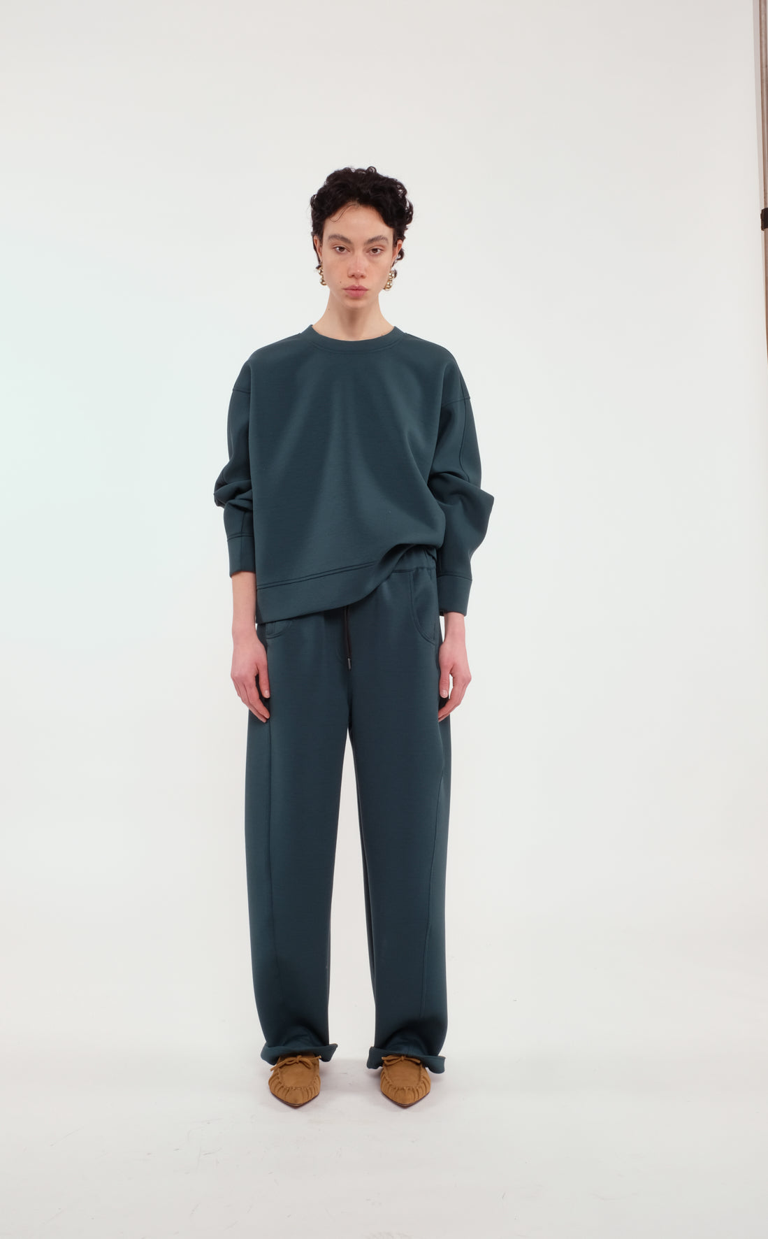 Soft Forest Green Pants In Scuba Jersey