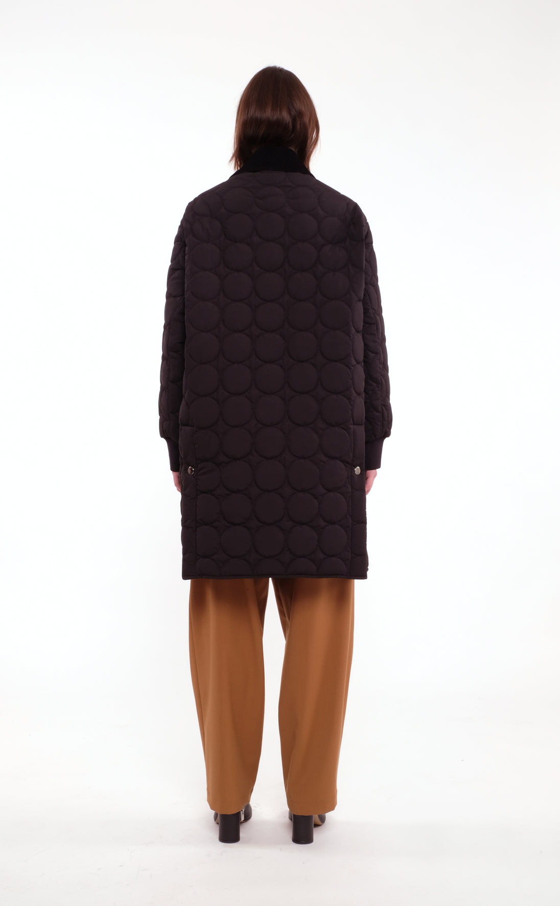 Long Black Bubble-Wrap Nylon Coat