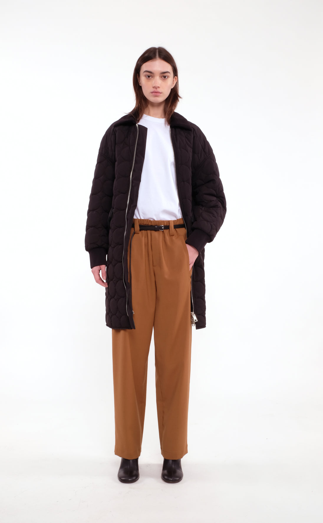 Long Black Bubble-Wrap Nylon Coat