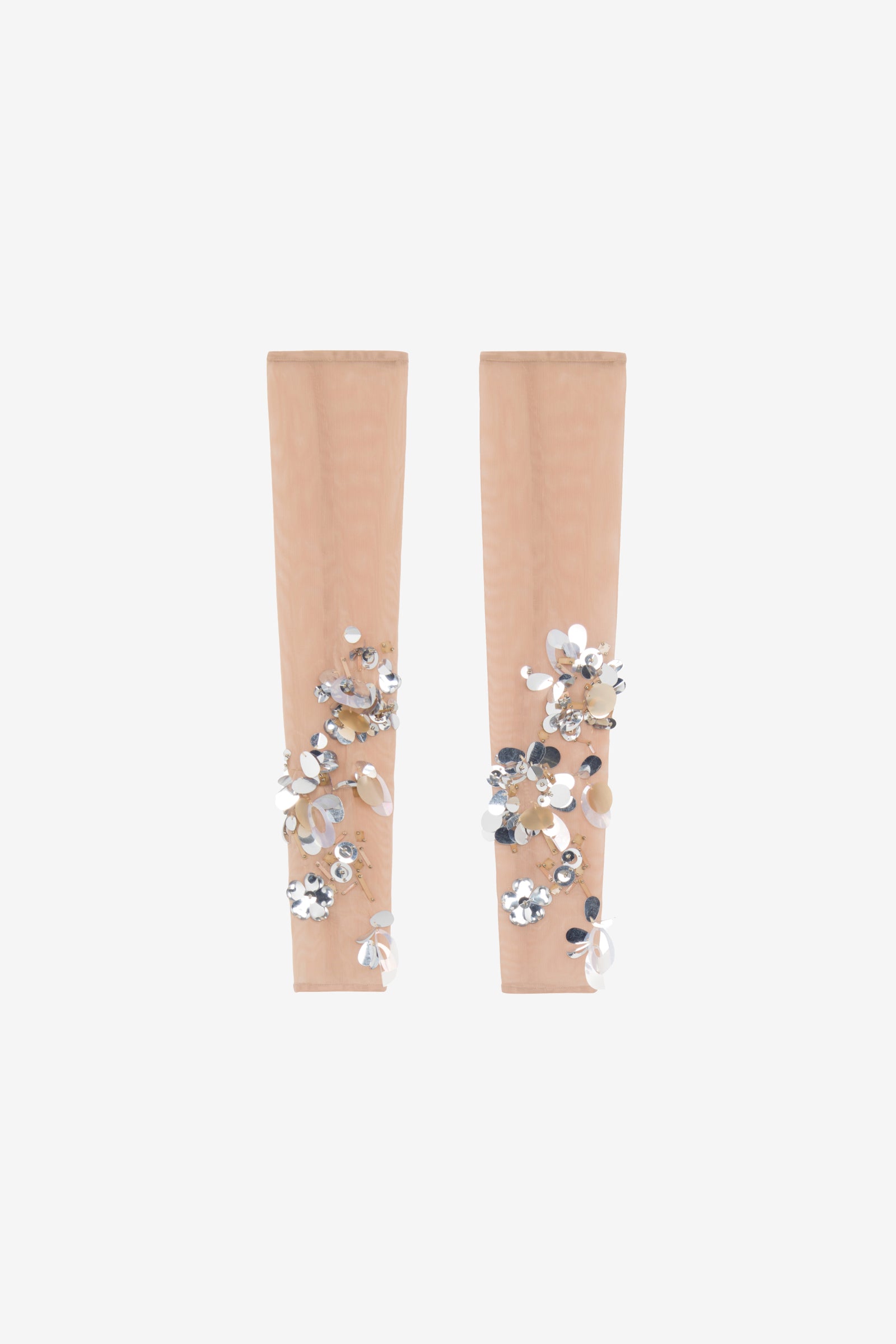 Nude Sequined Gloves