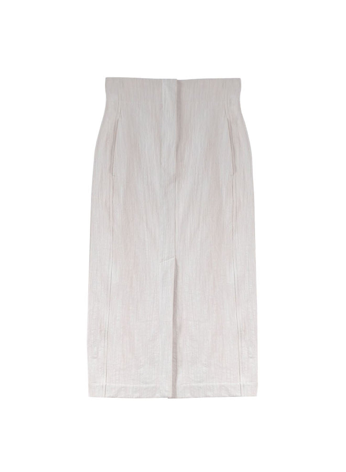 Dust White Cotton Midi Skirt