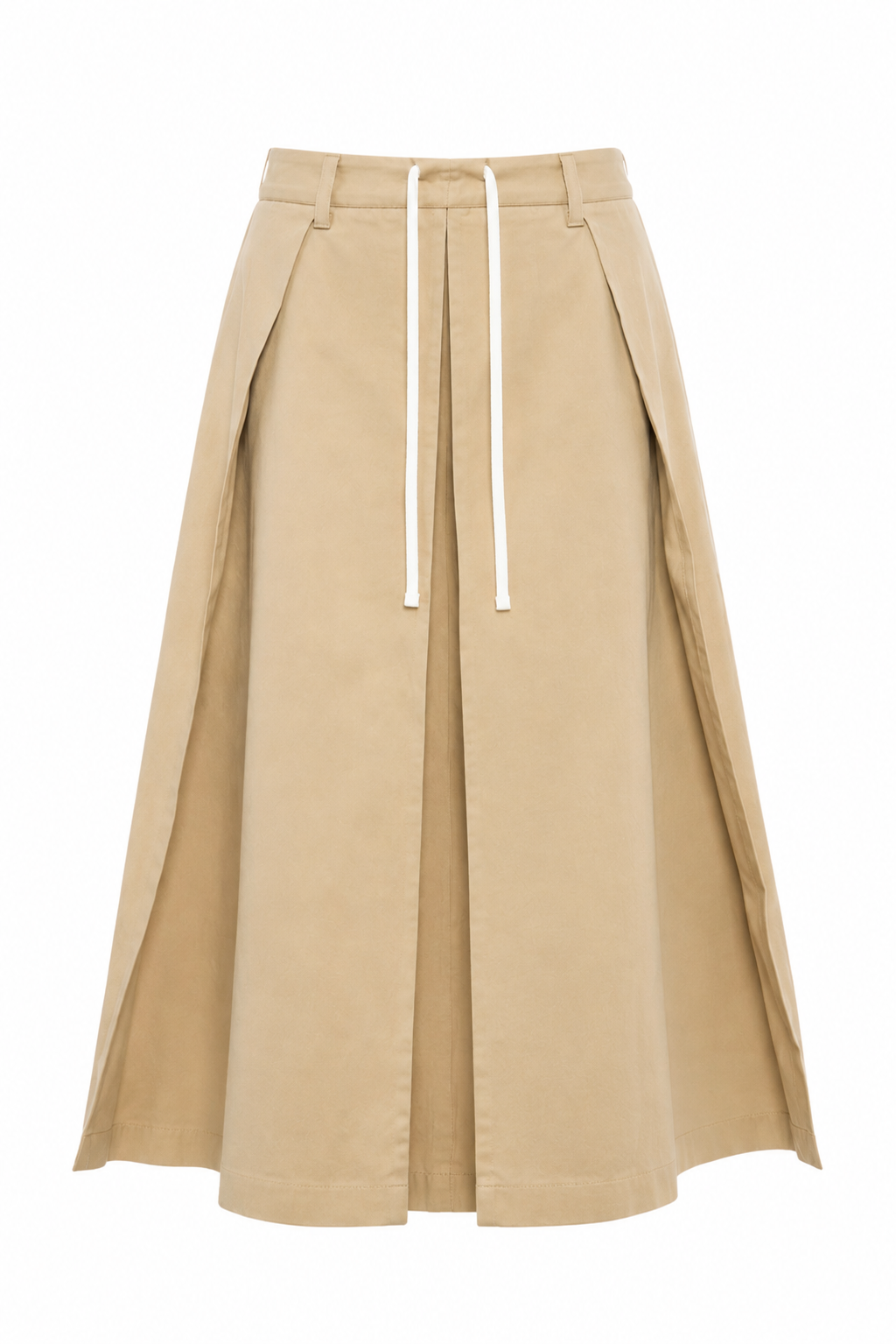 Gonna midi plissettata in cotone colore beige