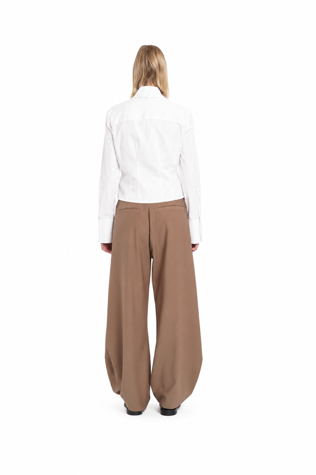 Camicia cropped bianca a maniche lunghe