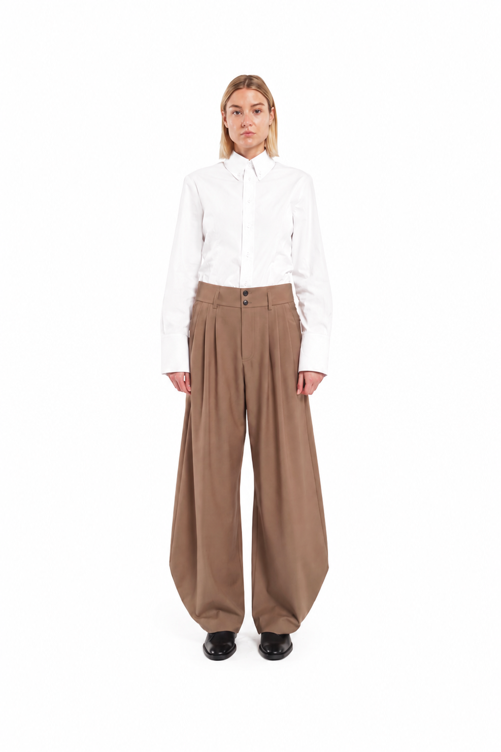 White Cropped Long-Sleeve Shirt