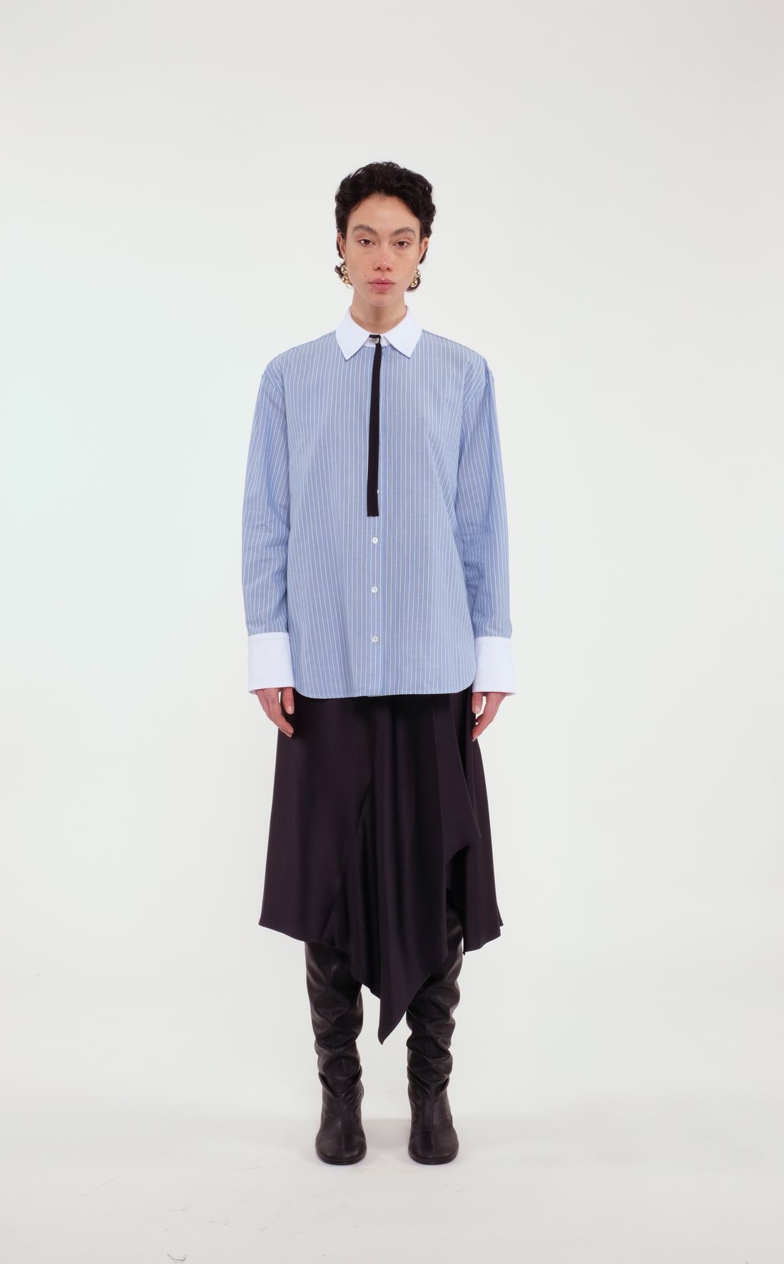 Mini Tie Contrast Oxford Shirt