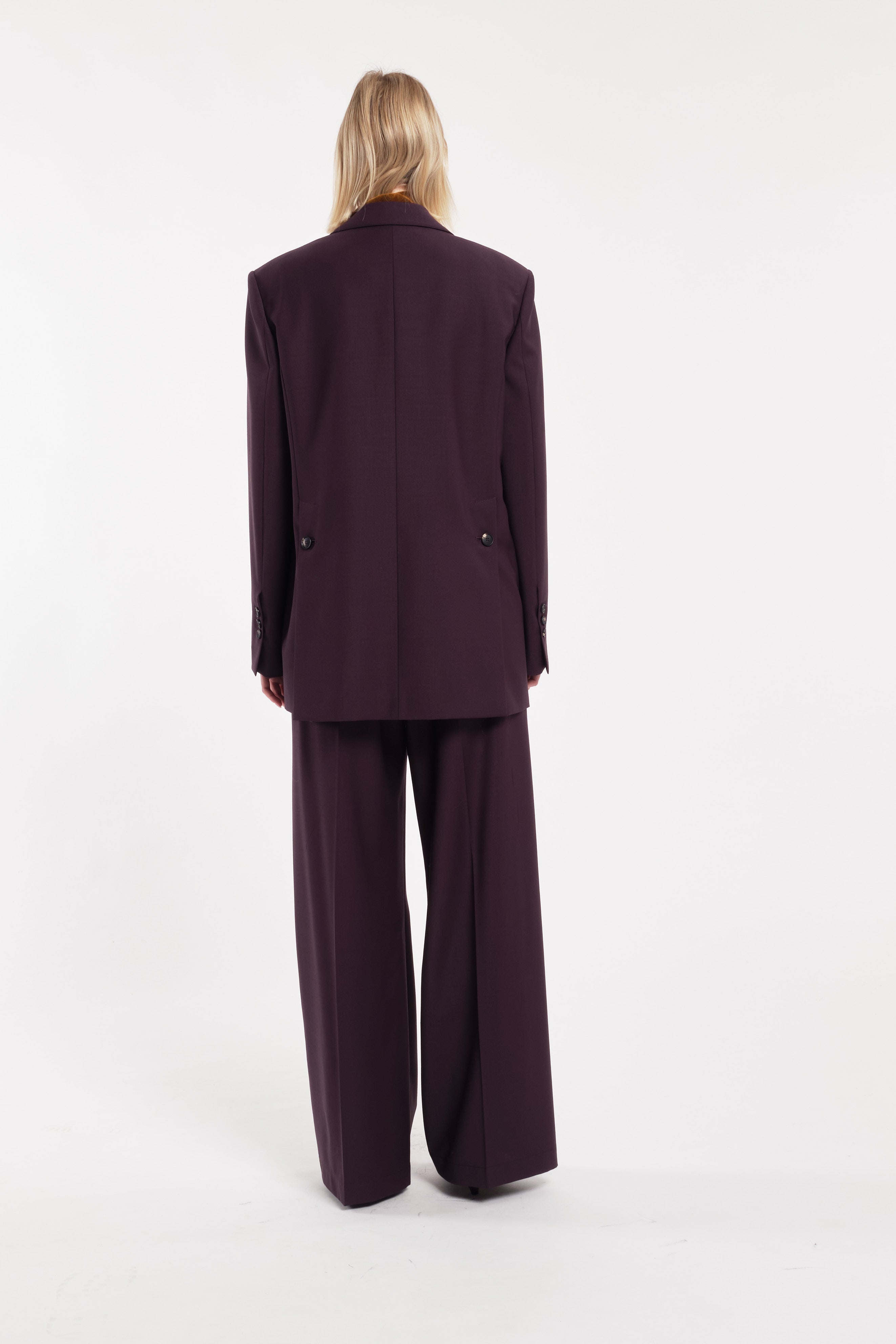 Blazer sartoriale monopetto viola scuro in lana tecnica