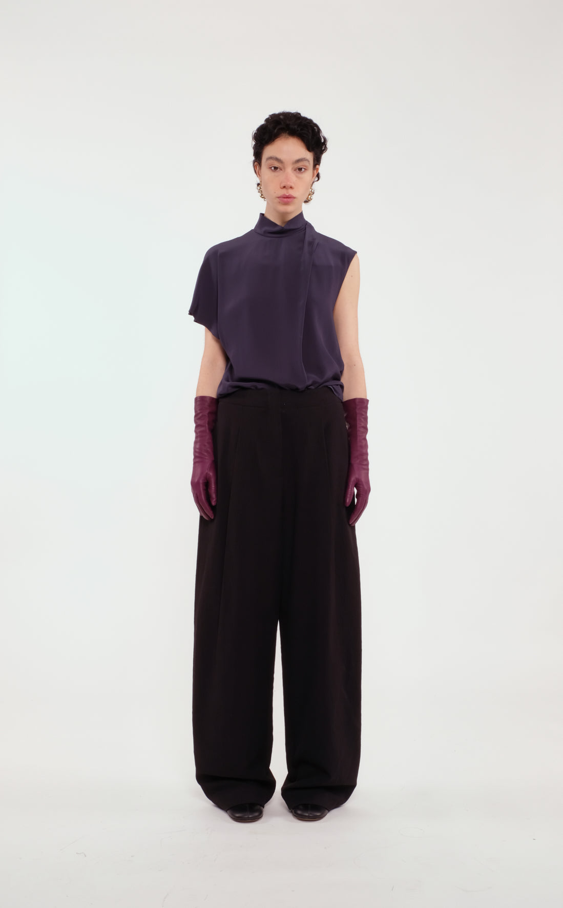 Navy Blue Fluid Viscose Blouse