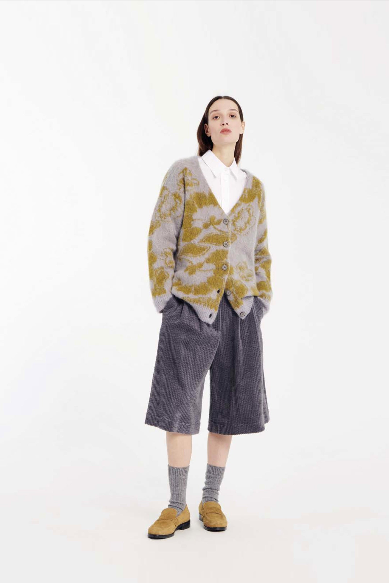 Cardigan in lana con motivo jacquard