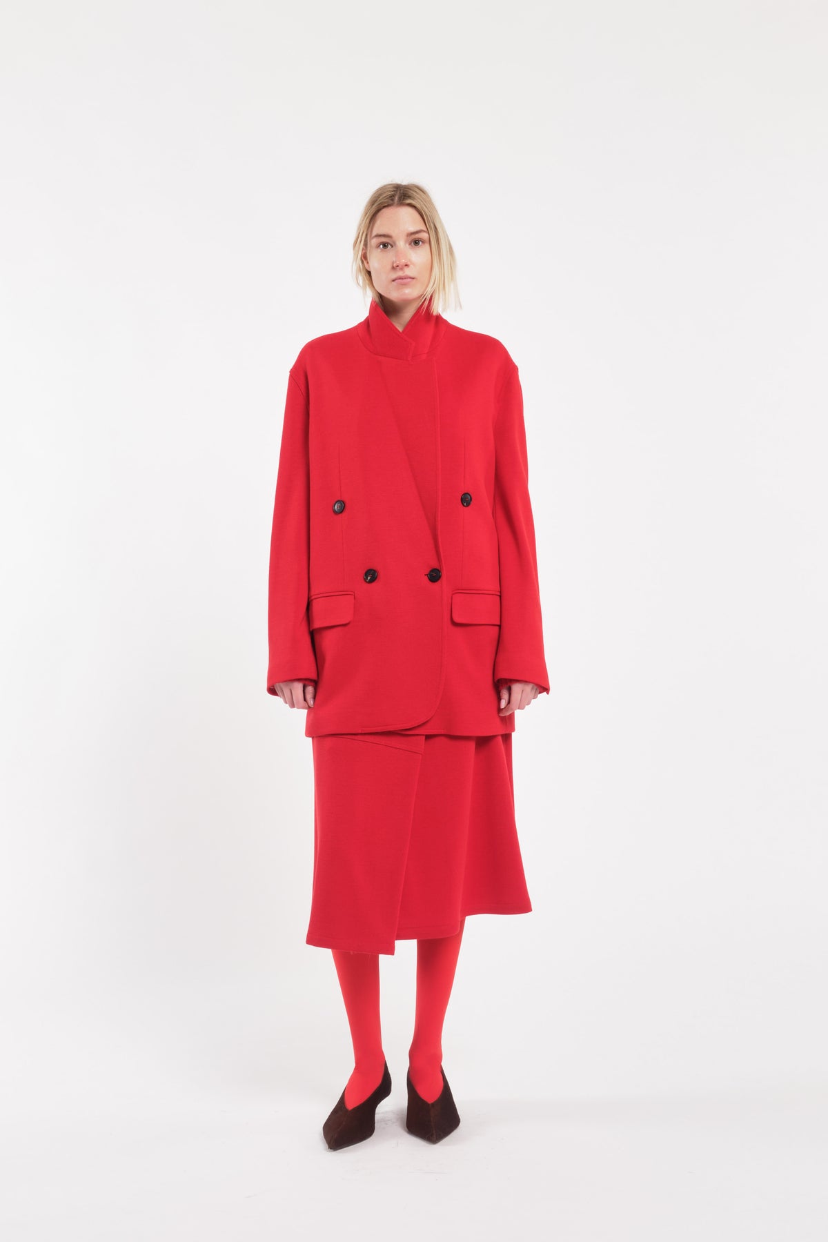 Double-Breasted Oversized Blazer In Bright Red
