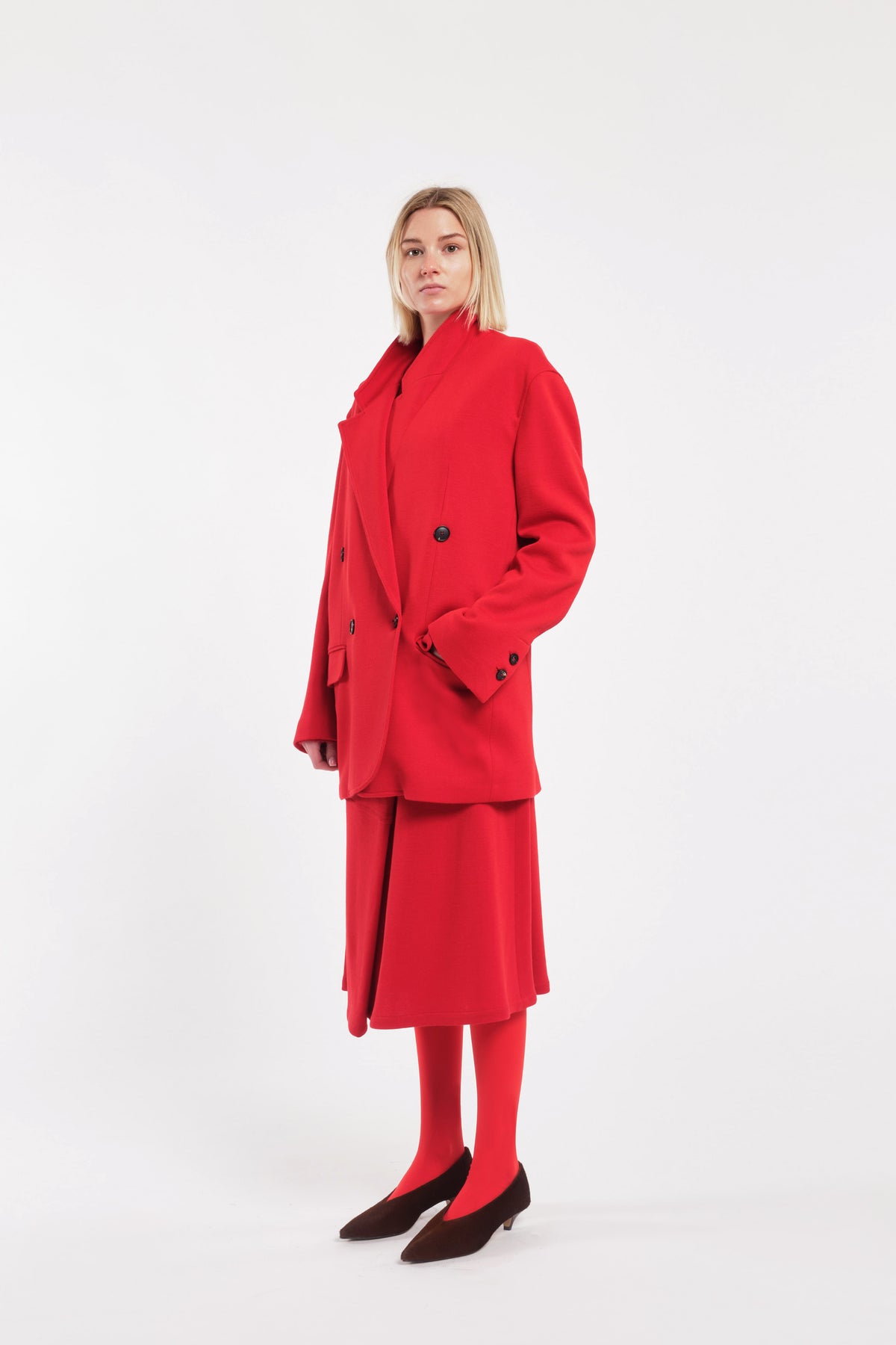 Double-Breasted Oversized Blazer In Bright Red