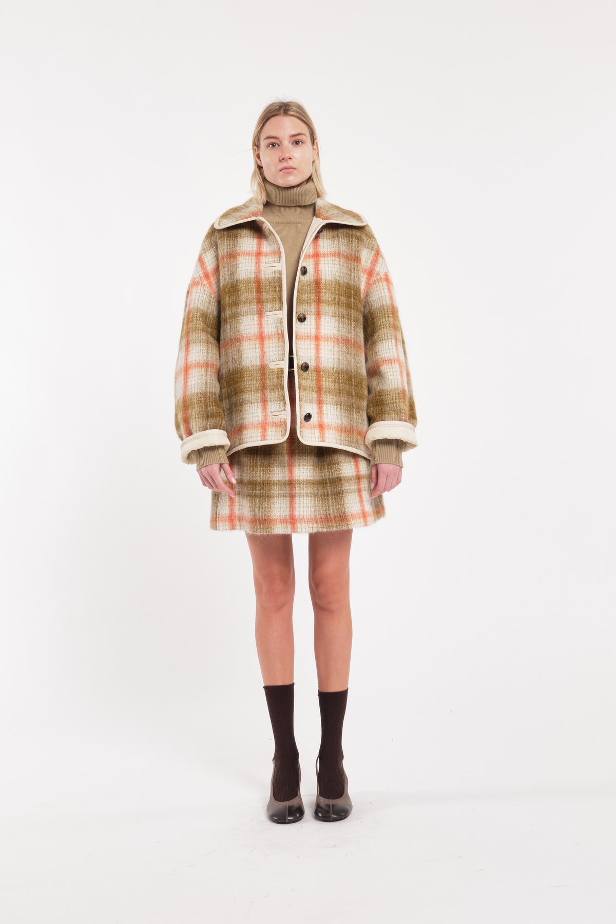 Checked Wool Cloth Jacket With Buttons