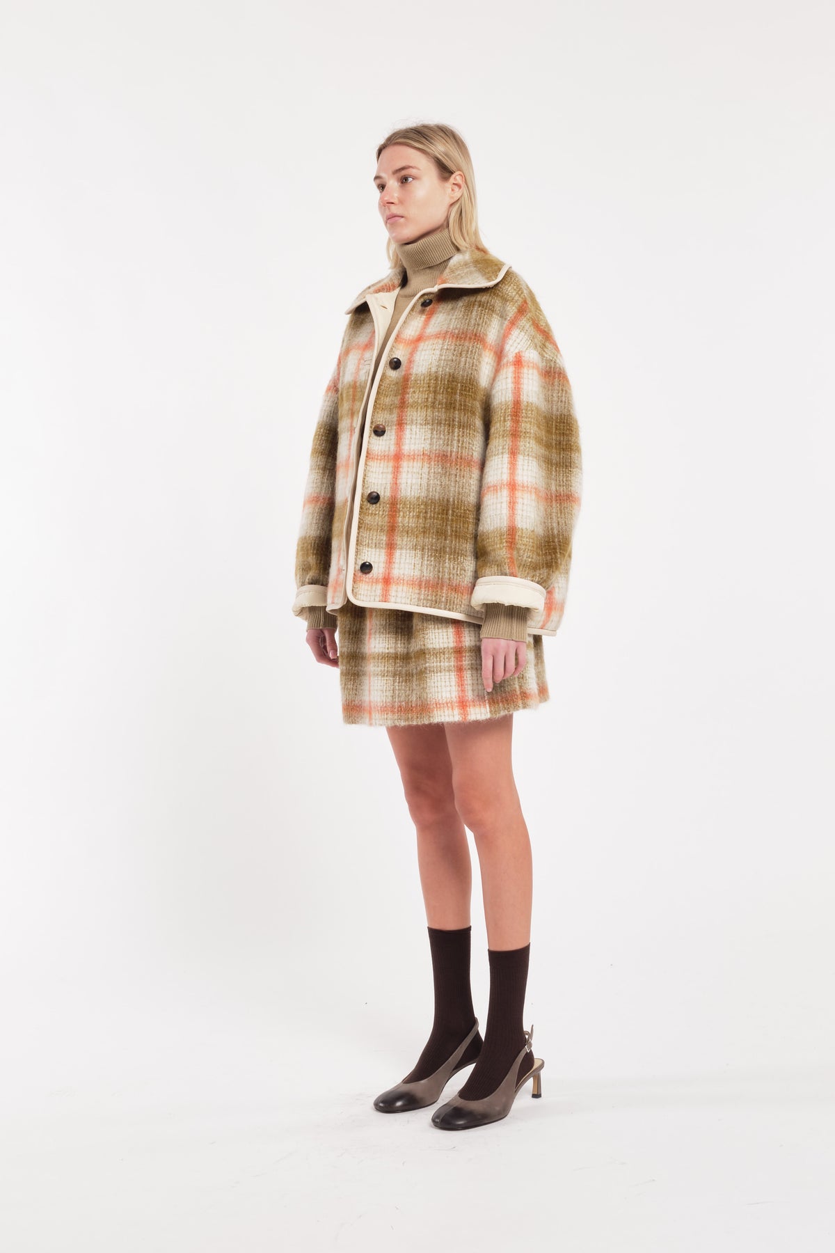 Checked Wool Cloth Jacket With Buttons