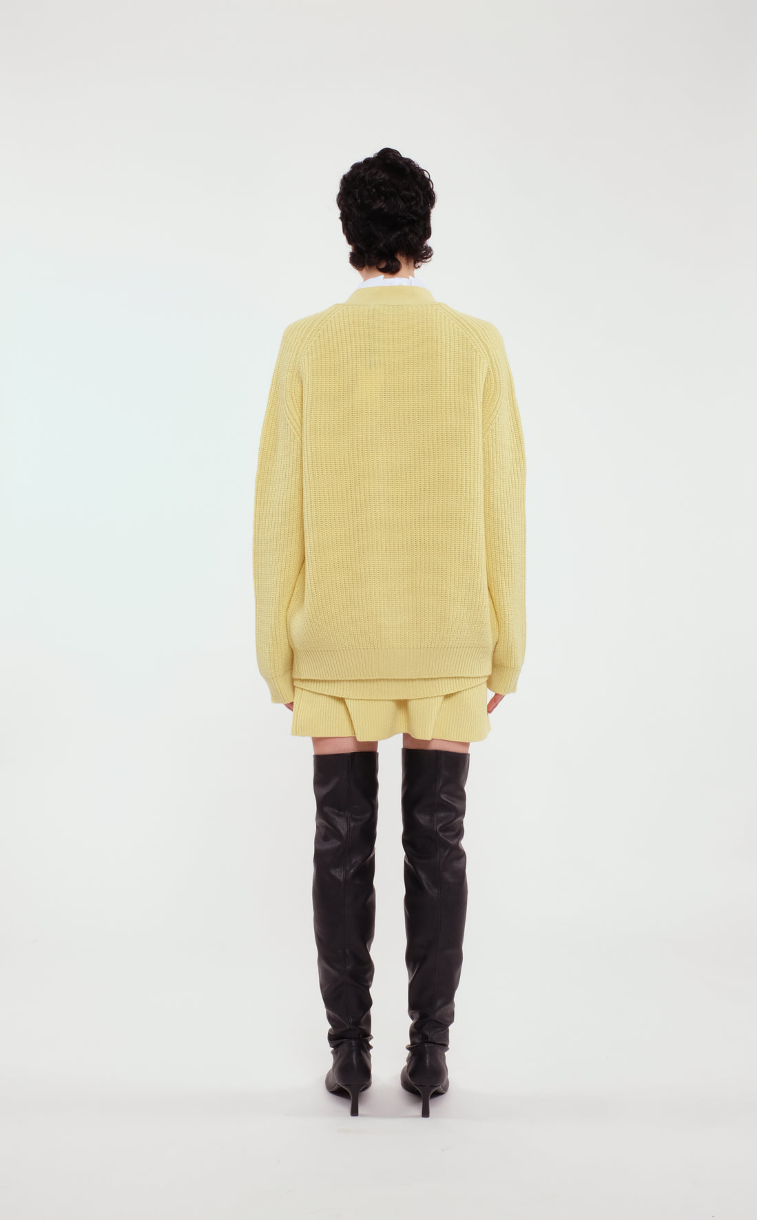 Yellow Merino Wool Mini Skirt