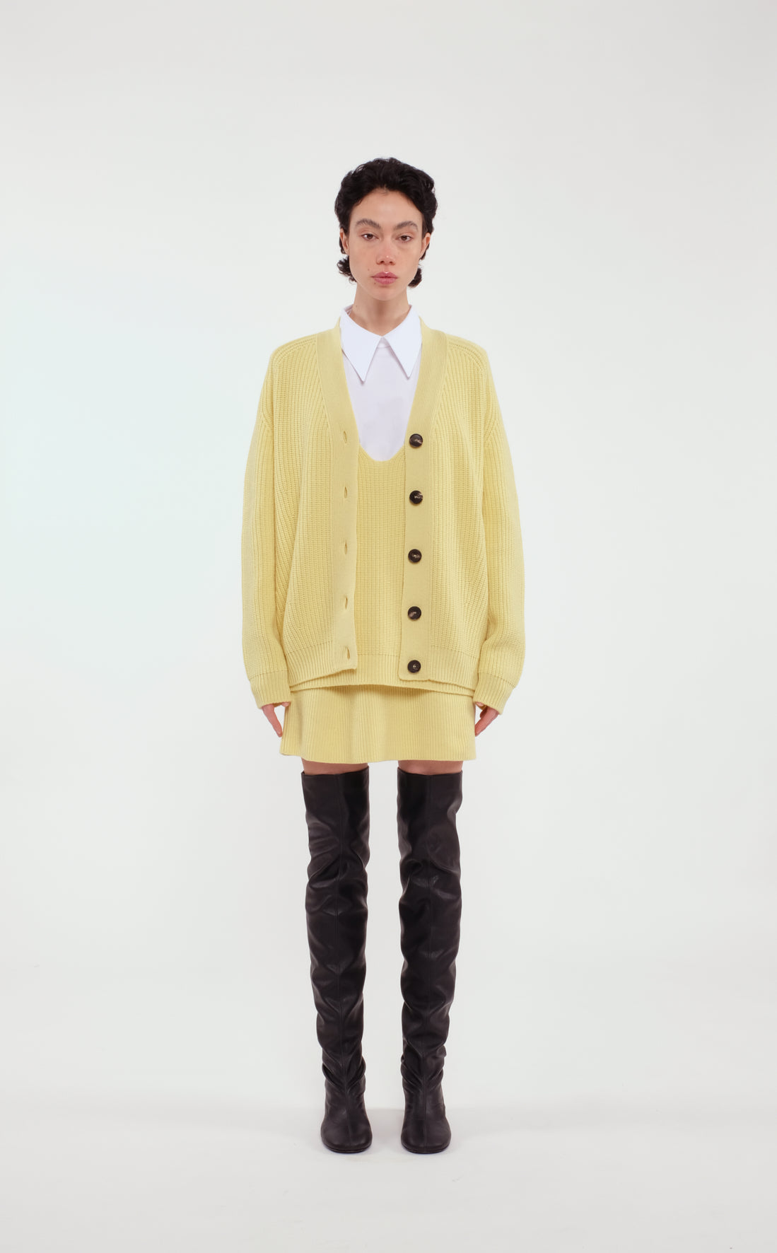 Yellow Merino Wool Mini Skirt