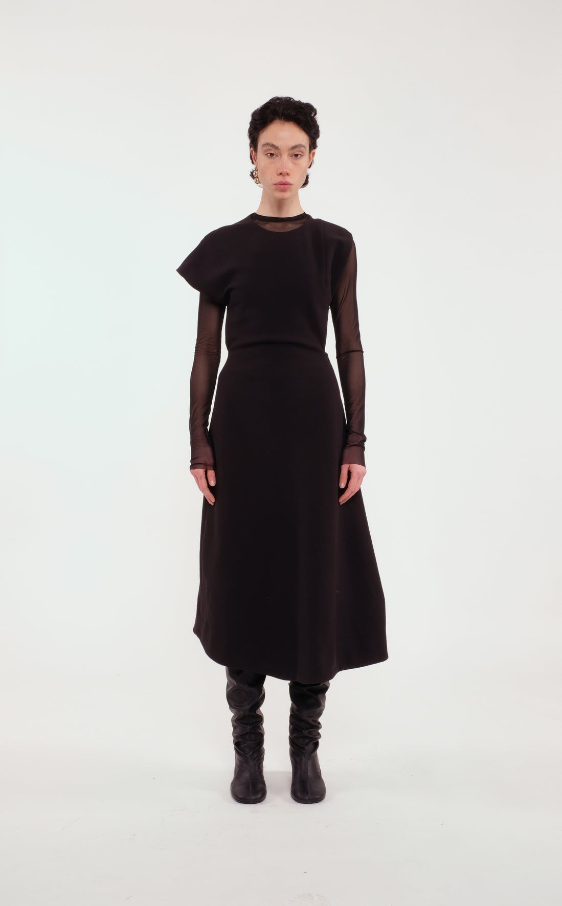 Black Long-Sleeved Tulle Top